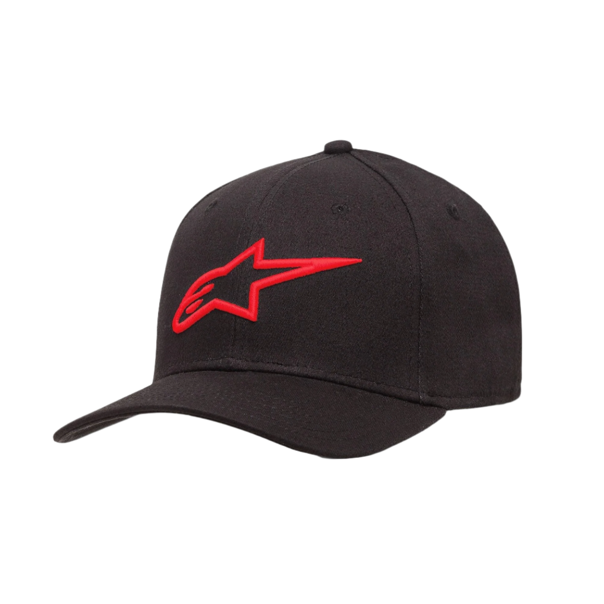 Alpinestars Ageless Curve Hat, czarna czapka z daszkiem z czerwonym haftowanym logo 3D, zakrzywiony daszek, tkanina twill, casualowy styl sportowy