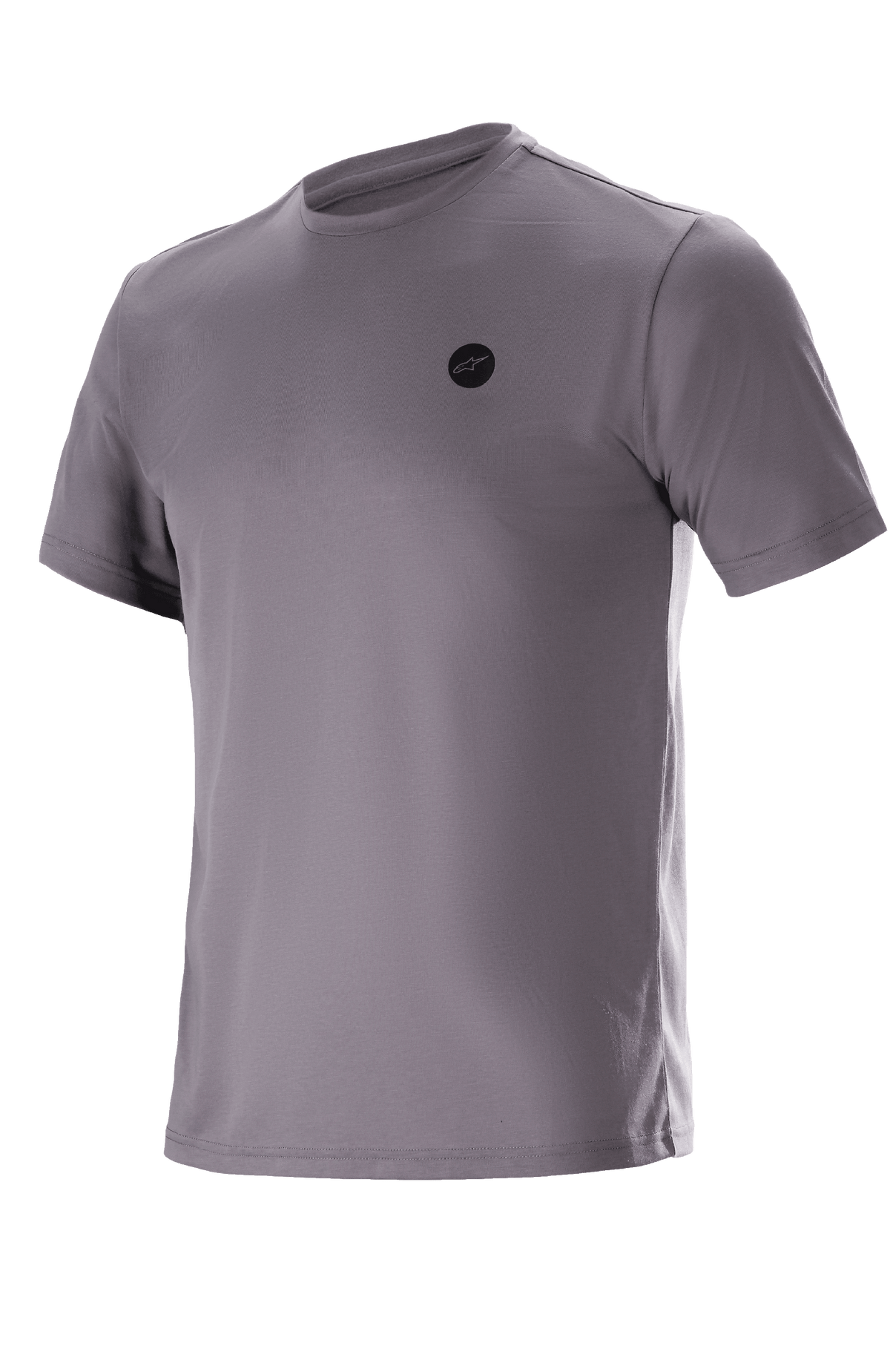Alpinestars Dot Tech Tee - koszulka z krótkim rękawem, szary Sparrow Gray, koszulka techniczna, małe czarne okrągłe logo na piersi, materiał DriRelease odprowadzający wilgoć, casualowa odzież na rower górski i off-road