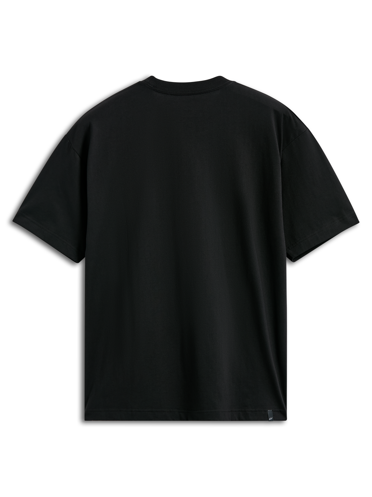 Alpinestars Ageless Shadow CSF Tee, Back view, Short Sleeve T-Shirt, Black, featuring a plain back with a small logo tag at the hem, Casual Motorsport Streetwear