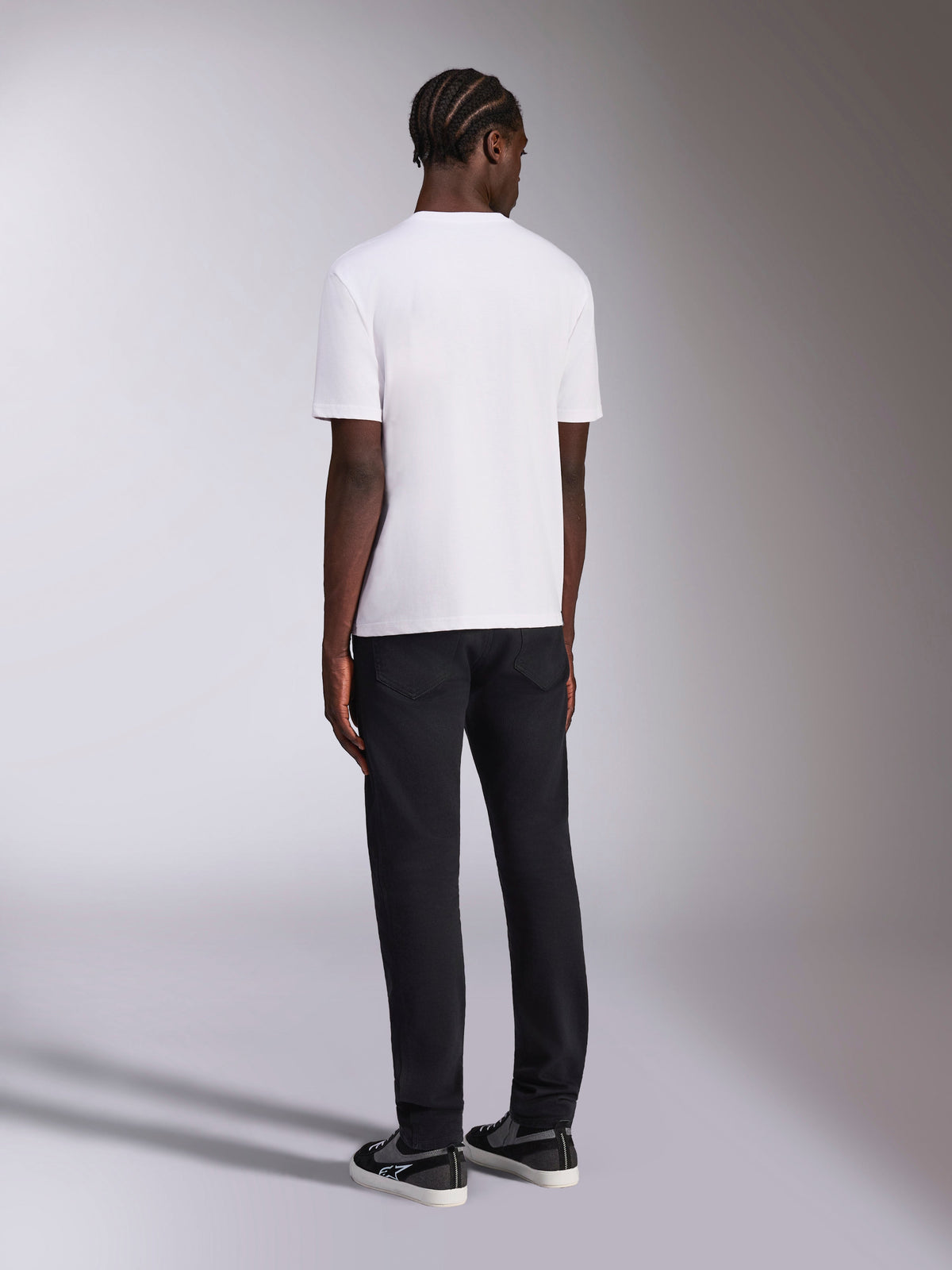 Alpinestars Always 2.0 CSF Tee, Short Sleeve T-Shirt, White, back view on a model wearing black pants and sneakers, casual motorsport streetwear
