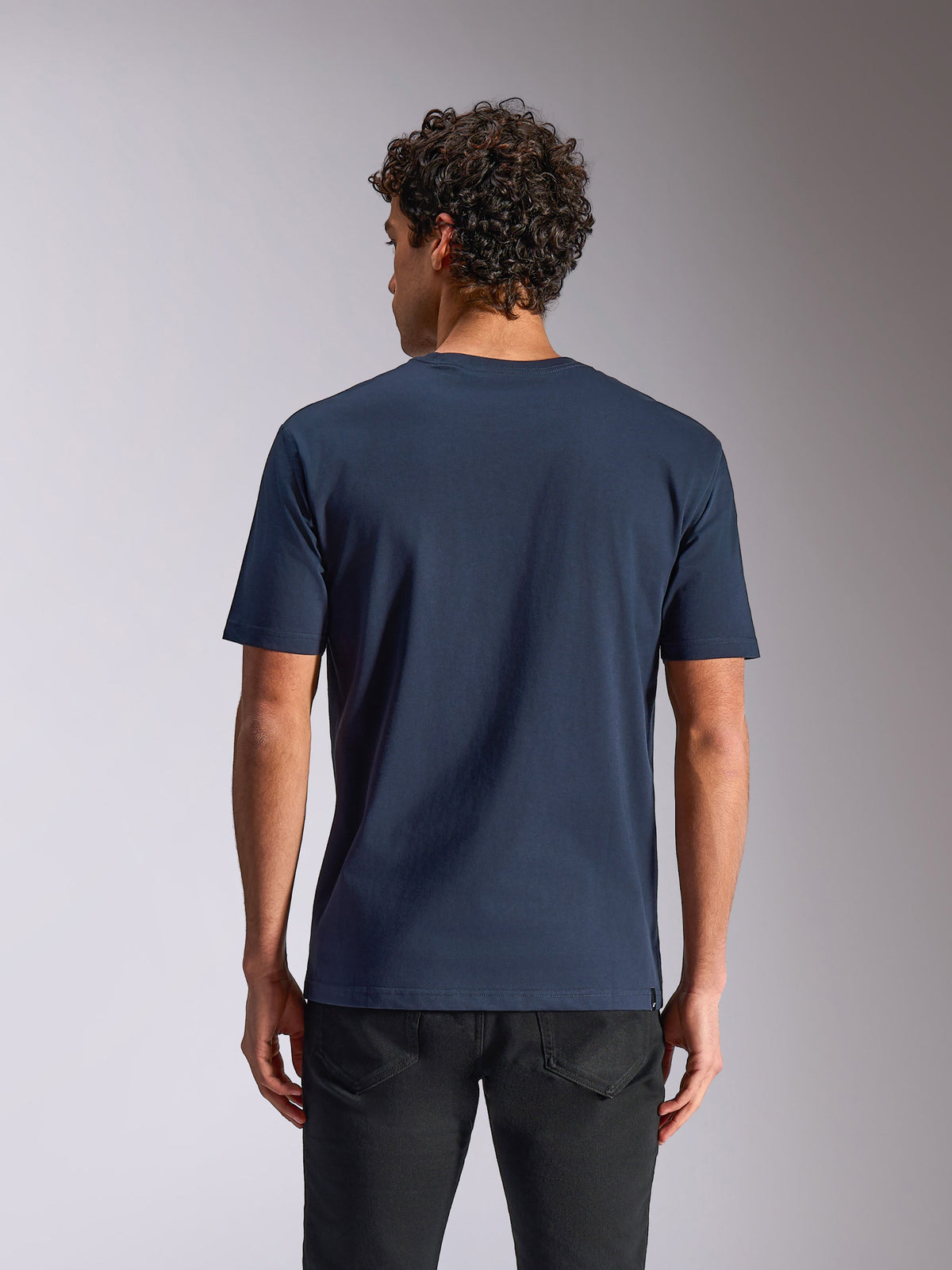 Alpinestars Trifecta CSF Tee, Short Sleeve T-Shirt, Navy Blue, Back view on model, Casual Motorsport Sportswear