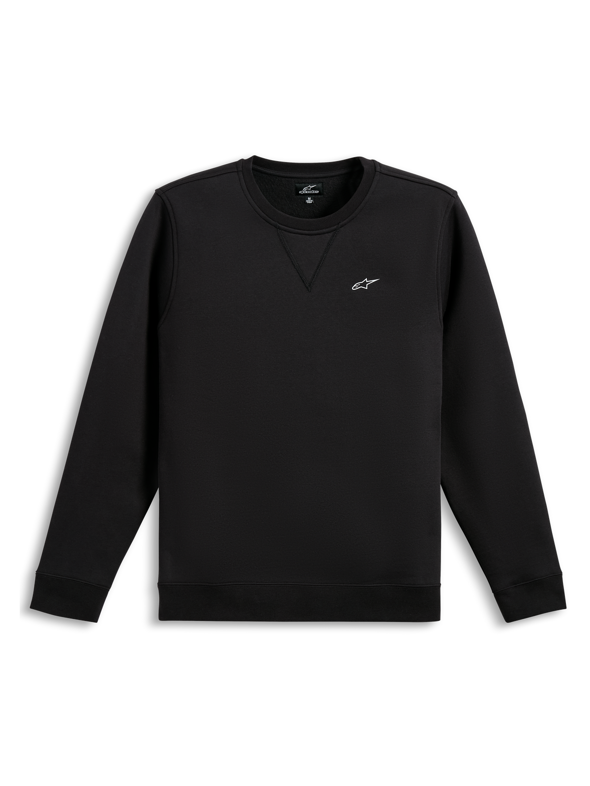 Alpinestars Positive Crew, czarna bluza sportowa z długim rękawem, małe białe logo Astars na piersi, prążkowane ściągacze