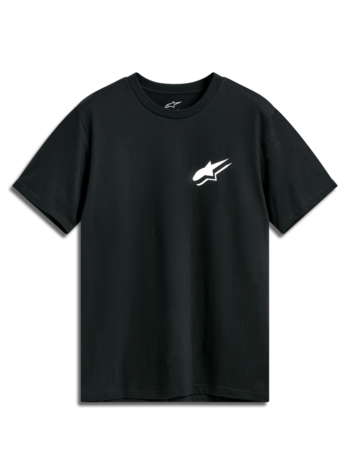 Alpinestars Formulate CSF Tee, koszulka z krótkim rękawem, czarna, białe logo Astars na klatce piersiowej, codzienna odzież motorsportowa