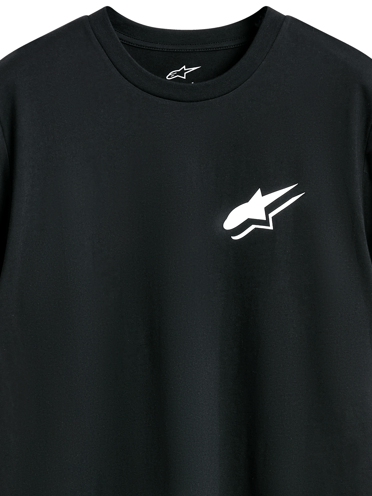 Alpinestars Formulate CSF Tee, koszulka z krótkim rękawem, czarna, białe logo Astars na klatce piersiowej, odzież typu casual motorsport streetwear