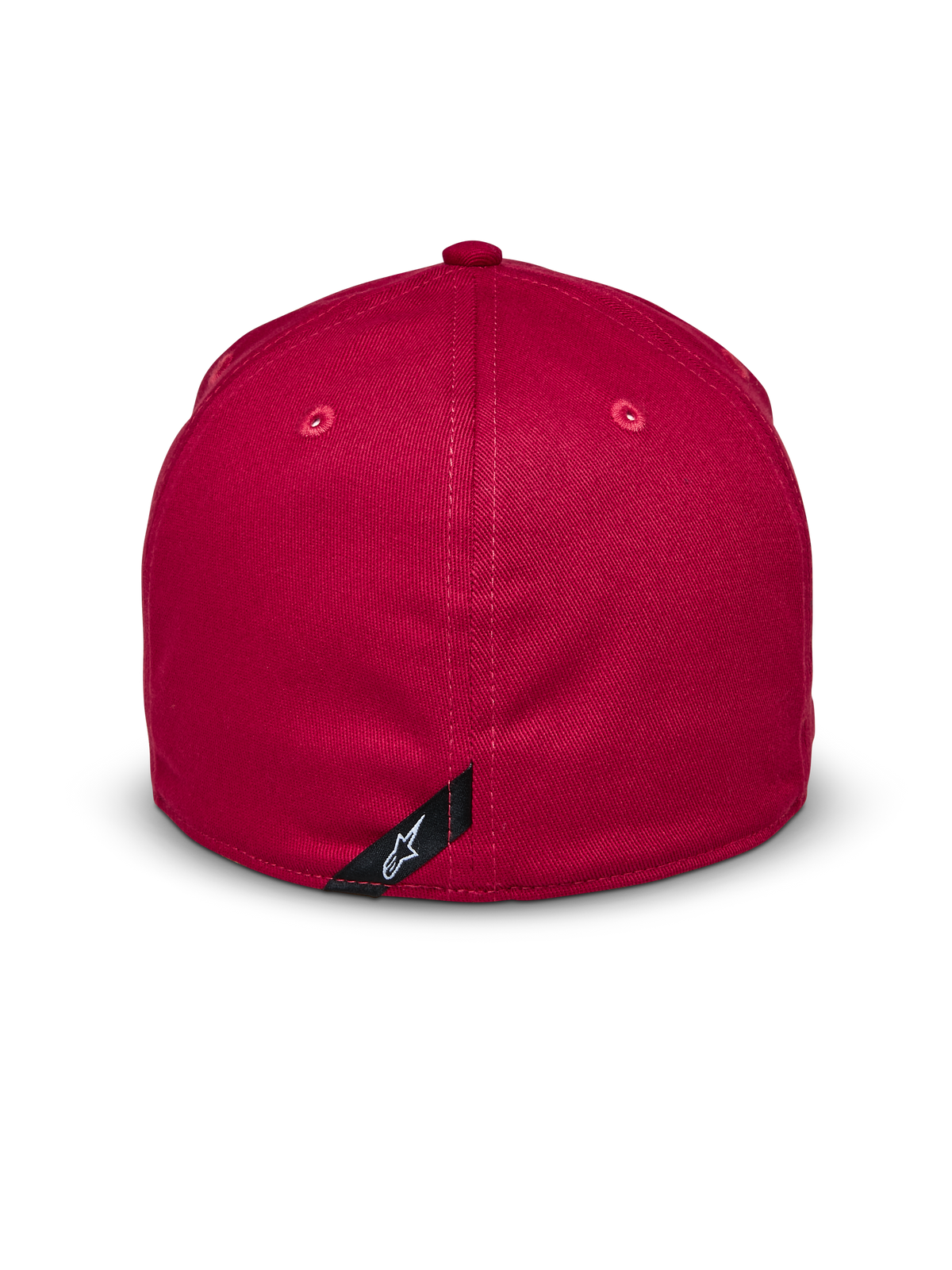 Alpinestars Elemental Hat, czerwona, widok z tyłu, konstrukcja typu flex back ze strukturalną koroną, elastyczna tkanina twill, z małą czarną etykietą z białym logo Alpinestars, codzienne nakrycie głowy inspirowane motorsportem