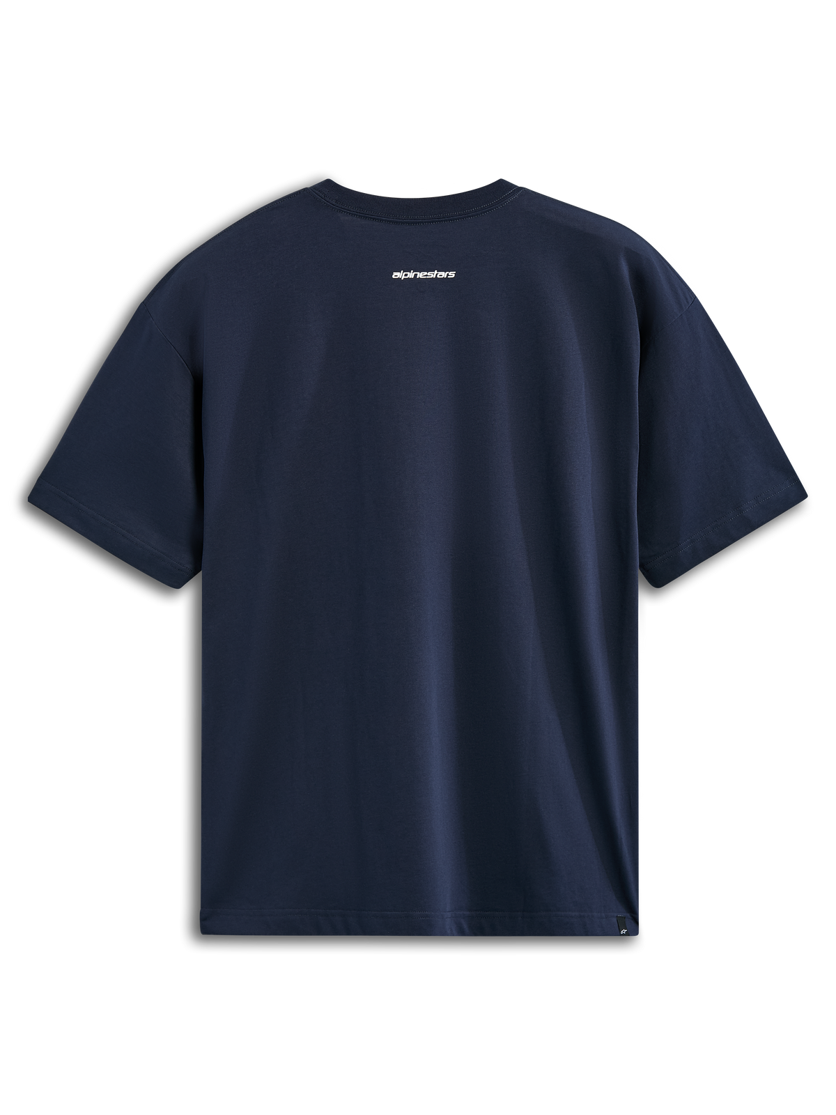 Alpinestars Focused Oversized CSF Tee, Short Sleeve T-Shirt, Navy, Back View featuring small white Alpinestars word logo, Casual Motorsport Streetwear