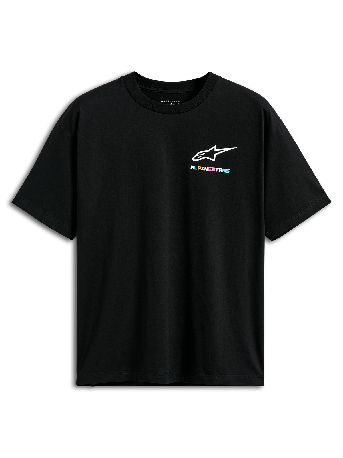 Alpinestars Wild Oversized CSF Tee, koszulka z krótkim rękawem, czarna, z małym, wielokolorowym logo Alpinestars na piersi, krój oversized, casualowy styl streetwear
