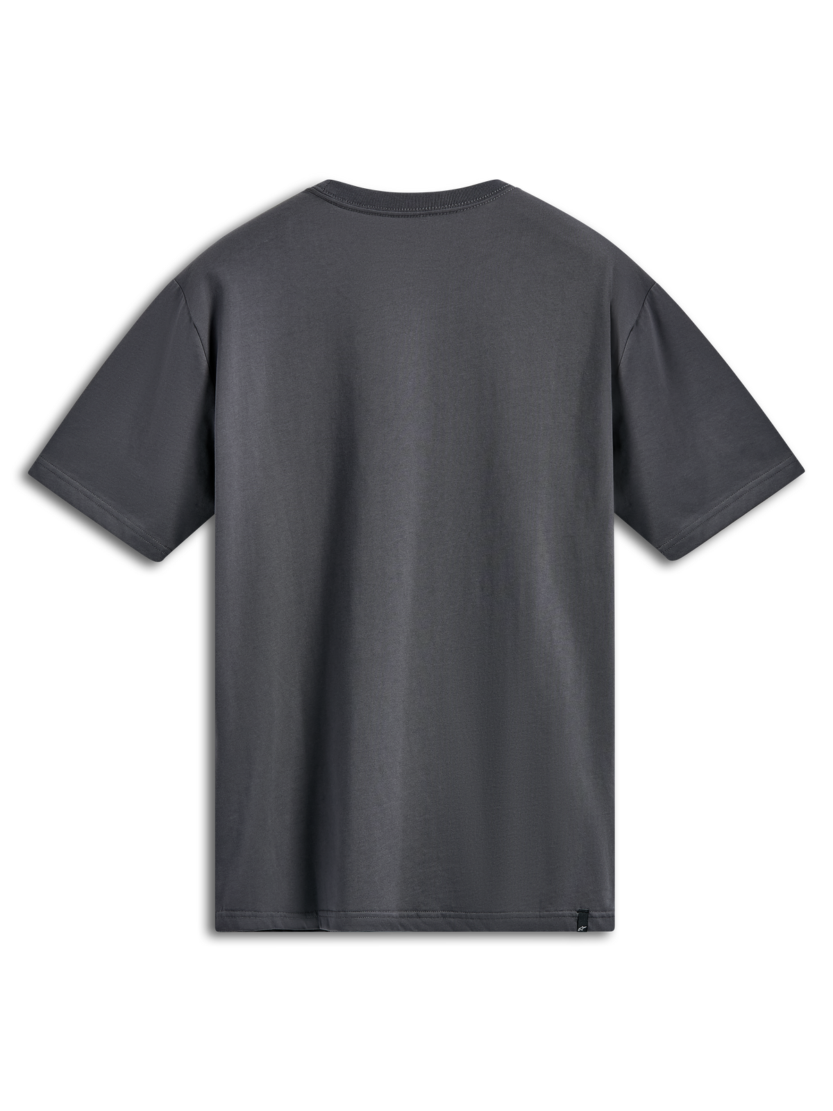Alpinestars Ellipsoid CSF Tee, koszulka z krótkim rękawem, grafitowa, widok z tyłu, gładki design z małą czarną metką z logo na dolnej krawędzi, codzienna odzież sportowa
