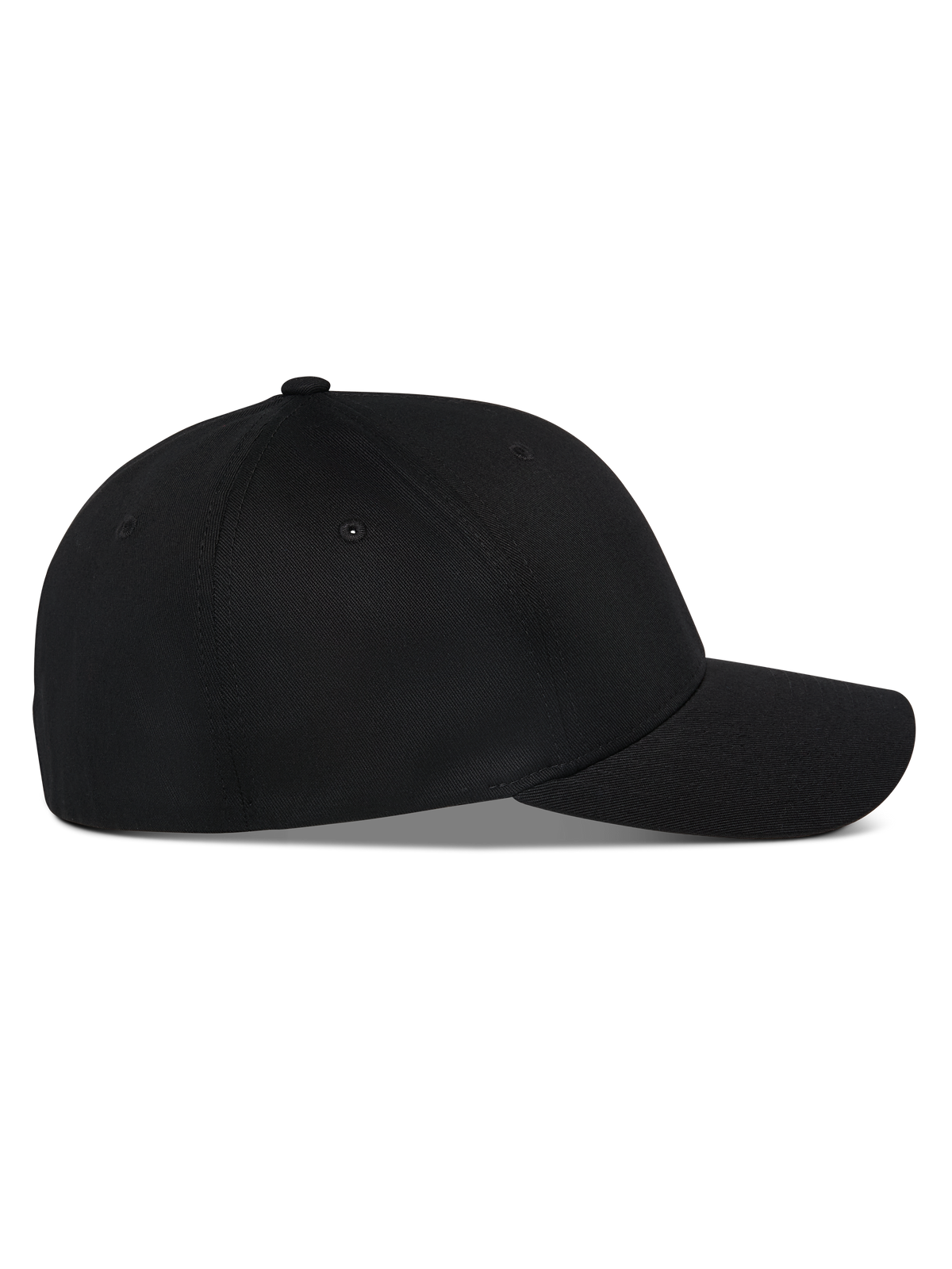 Alpinestars Pivot Hat, Black, side profile view of a structured baseball cap with a curved bill, twill fabric, casual motorsport-inspired headwear