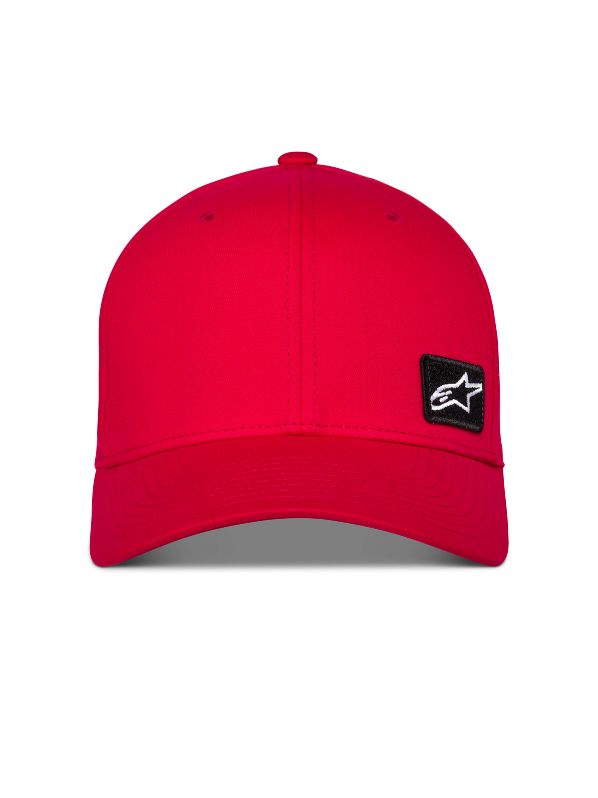 Alpinestars Pivot Hat, Red Sportswear Cap, features a curved bill and structured crown, small black embroidered Astars logo patch on the front side, casual twill headwear