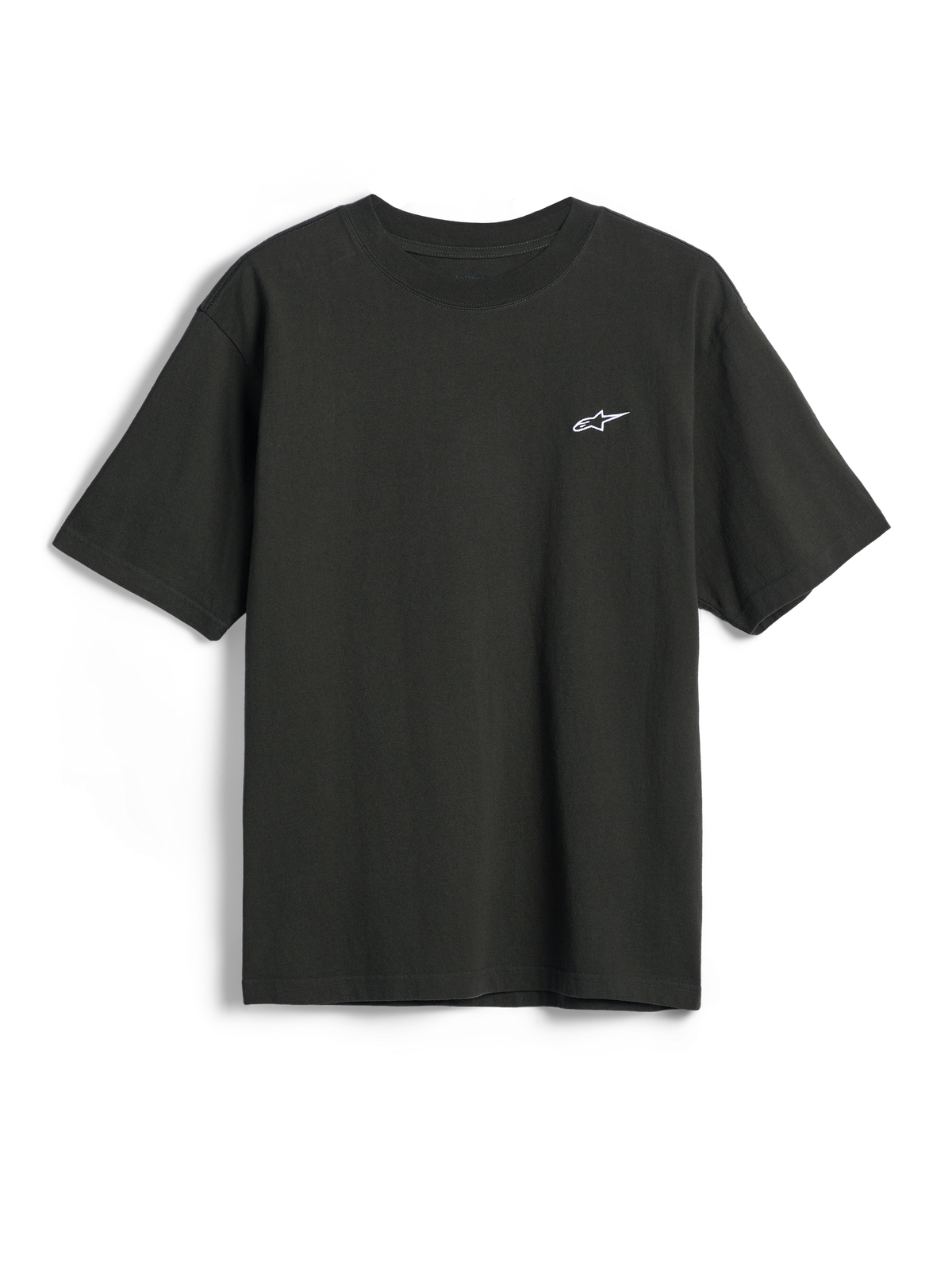 Alpinestars Essentials Ageless SS Tee, koszulka z krótkim rękawem, czarna (Off Black), małe białe logo gwiazdy Alpinestars na piersi, casualowa odzież motorsportowa