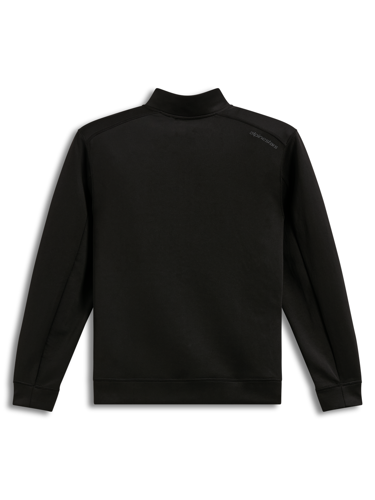Alpinestars Apera Half-Zip Sweatshirt, czarna bluza polarowa, widok z tyłu z tonalnym logo na ramieniu.