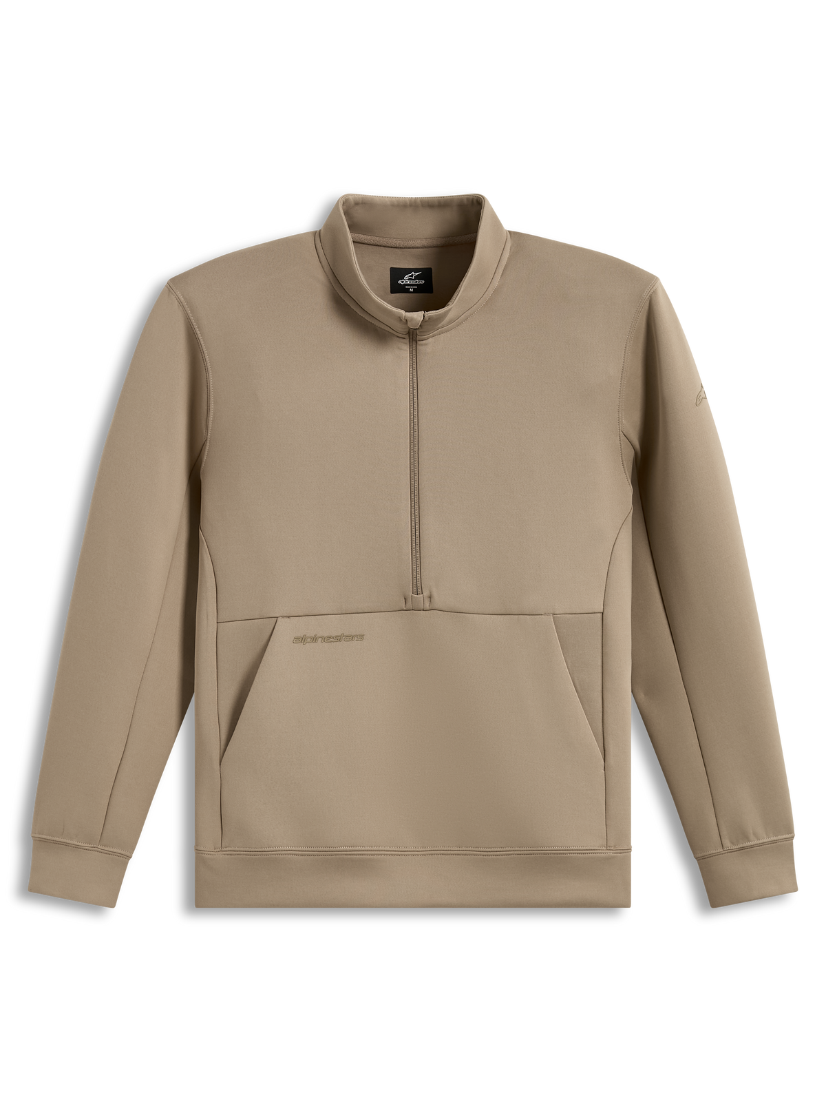 Alpinestars Apera Half-Zip Sweatshirt, beżowa bluza polarowa z półzamkiem, kieszeń kangurka i tonalne logo Alpinestars.