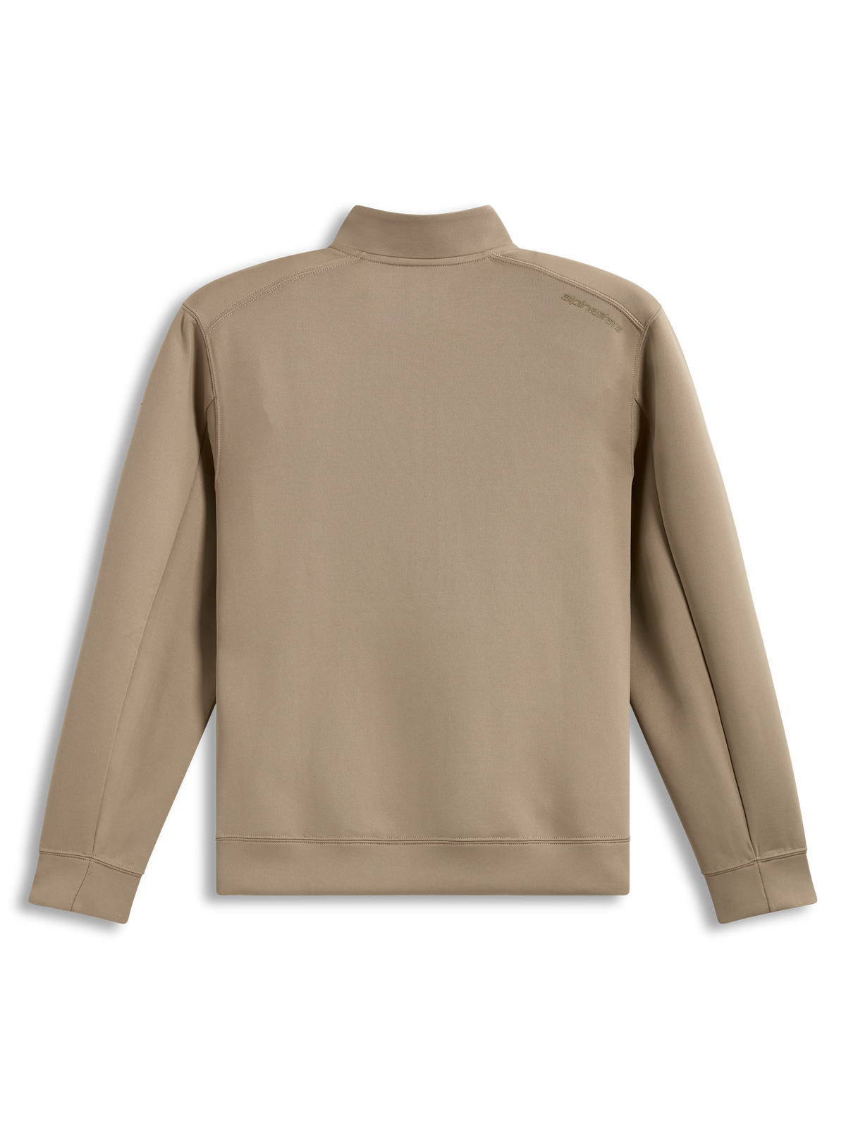 Alpinestars Apera Half-Zip Sweatshirt, beżowa bluza polarowa, widok z tyłu z tonalnym logo i dwustronnym polarem.