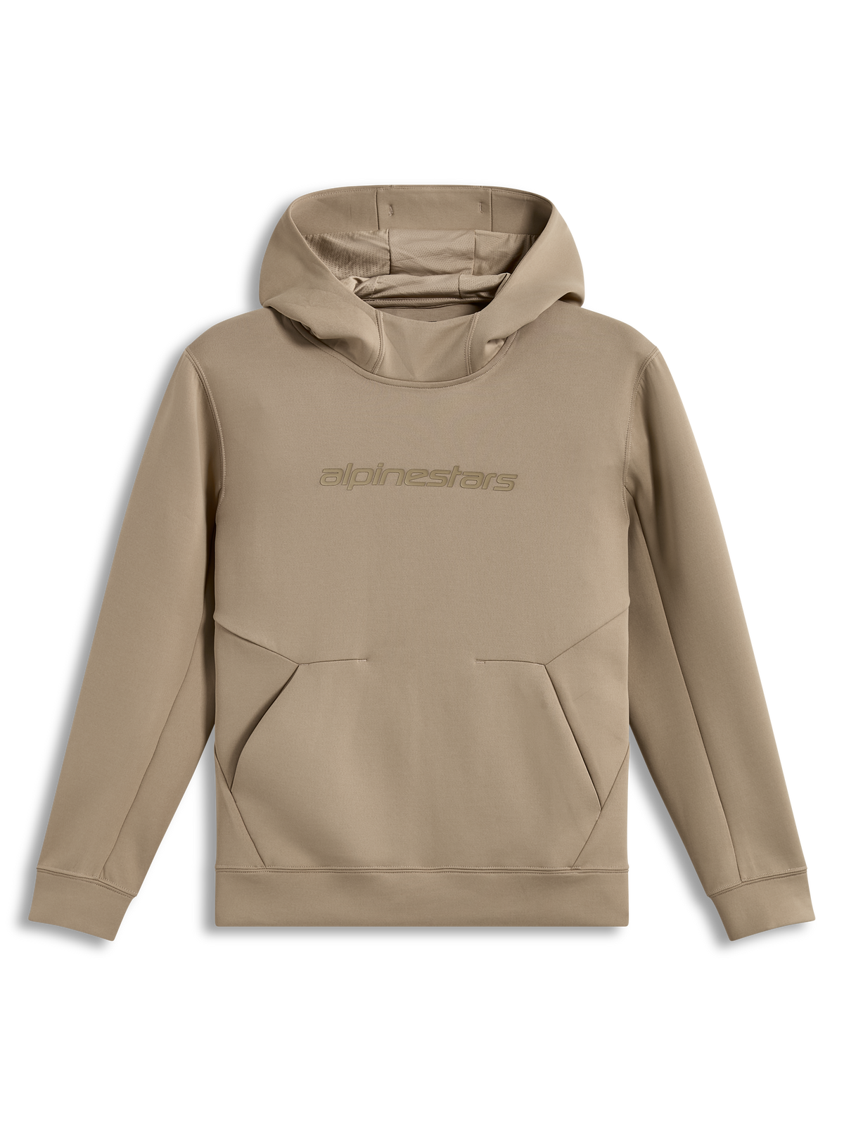 Alpinestars Datrix Hoodie, beżowa bluza z kapturem, polarowa odzież sportowa z tonalnym logo HD na piersi i podszewką z siatki.