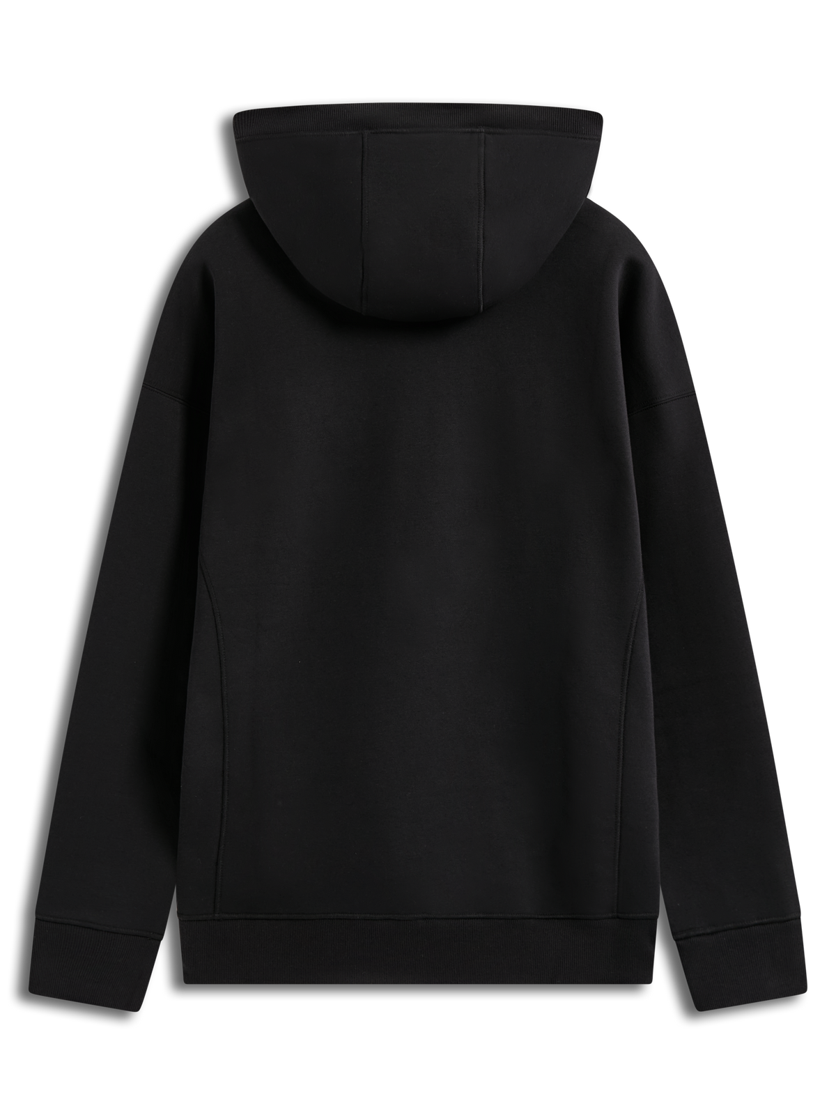 Alpinestars Shaw Oversized Hoodie, black sportswear fleece in a rear view with body seaming and ribbed trim details.