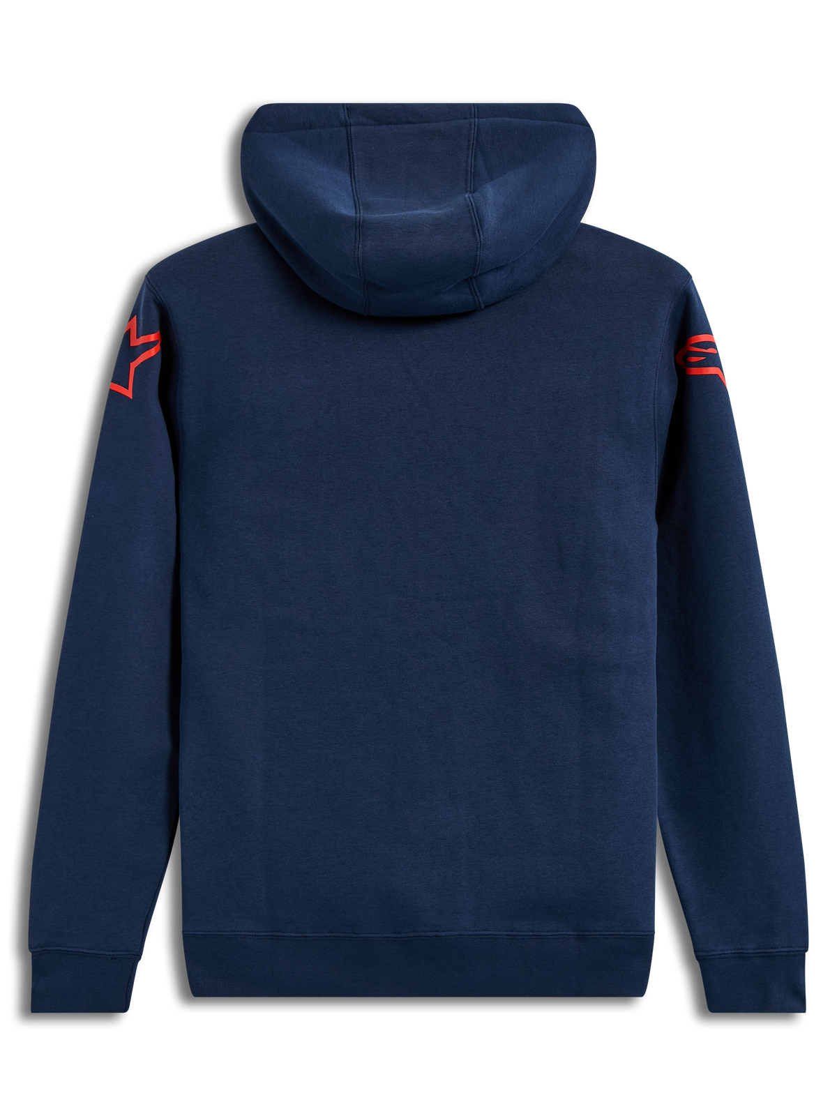 Alpinestars Velocifier Hoodie, granatowa bluza z kapturem z polaru, czerwone logo Astars na ramionach, widok z tyłu