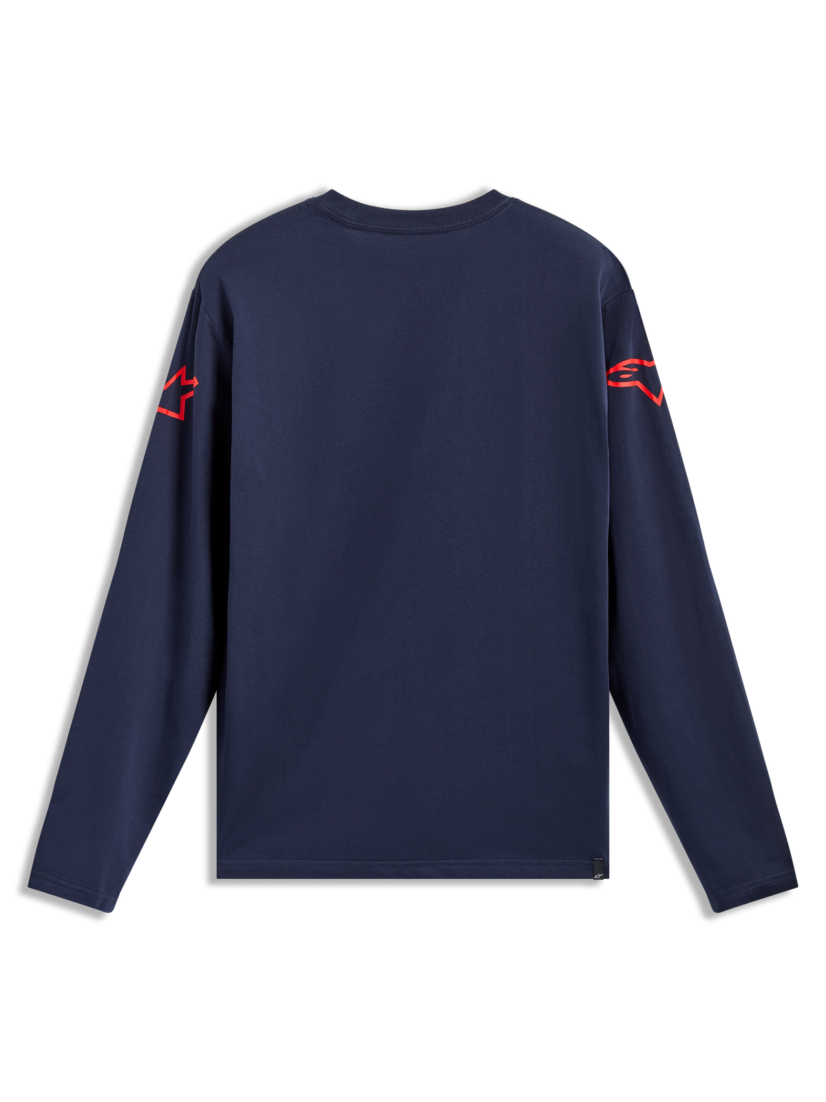 Alpinestars Velocifier CSF Tee, granatowa koszulka z długim rękawem, widok z tyłu, czerwone logo na ramionach, odzież sportowa