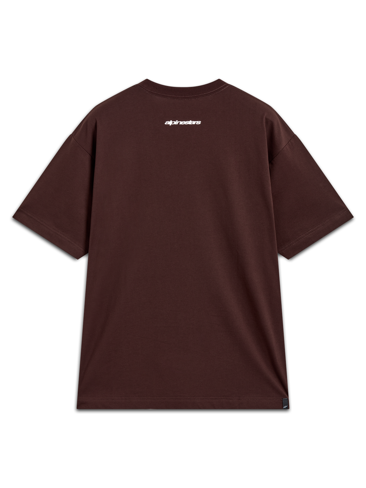 Alpinestars Mandate Oversized CSF Tee, dark brown short sleeve casual sportswear with a white Alpinestars back logo.