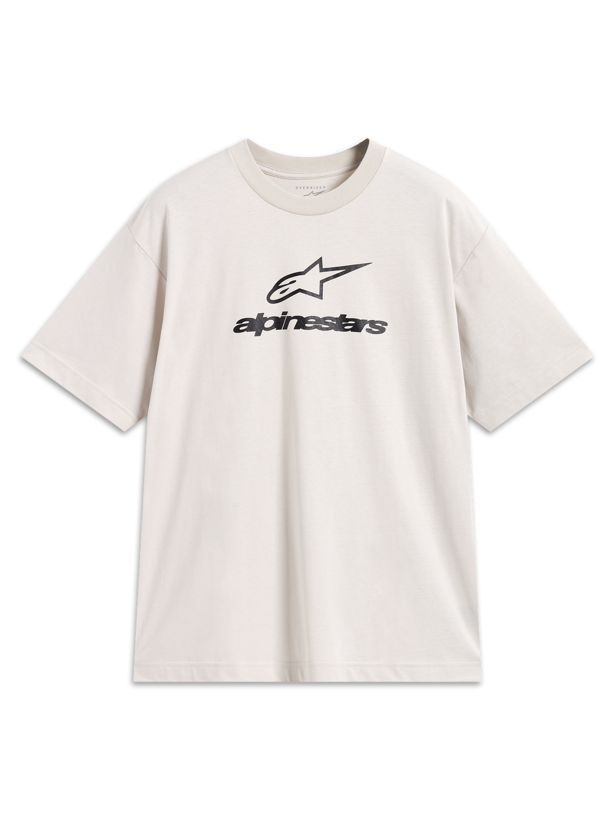 Alpinestars Prelude Oversized CSF Tee, piaskowa koszulka oversize z krótkim rękawem, czarne logo, sportowa odzież codzienna.