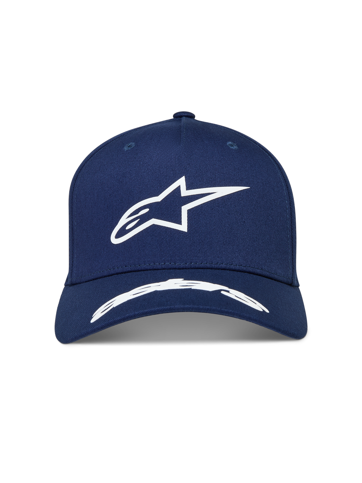 Alpinestars Arclight Hat, Navy Blue Sportswear Cap with white puff print logo, structured crown, and curved bill.