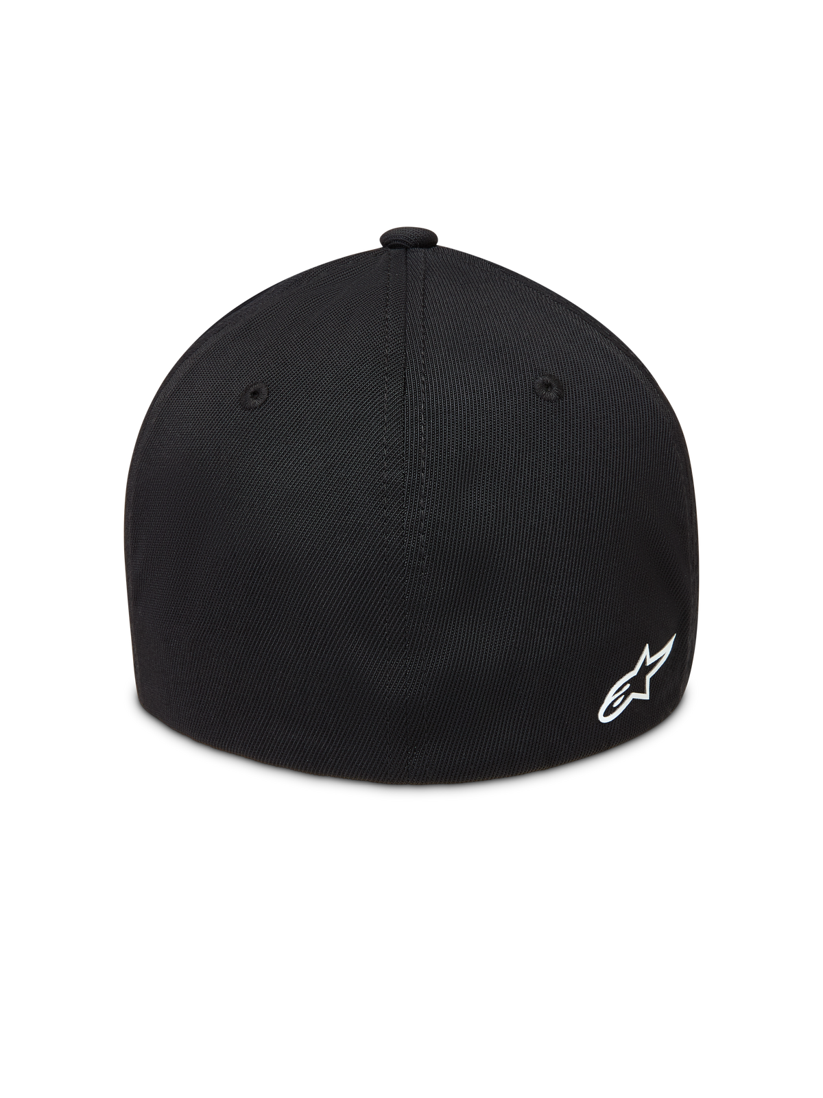 Alpinestars Points, czarna sportowa czapka z daszkiem, białe logo Astars z boku, elastyczny tył, materiał nylon tactel