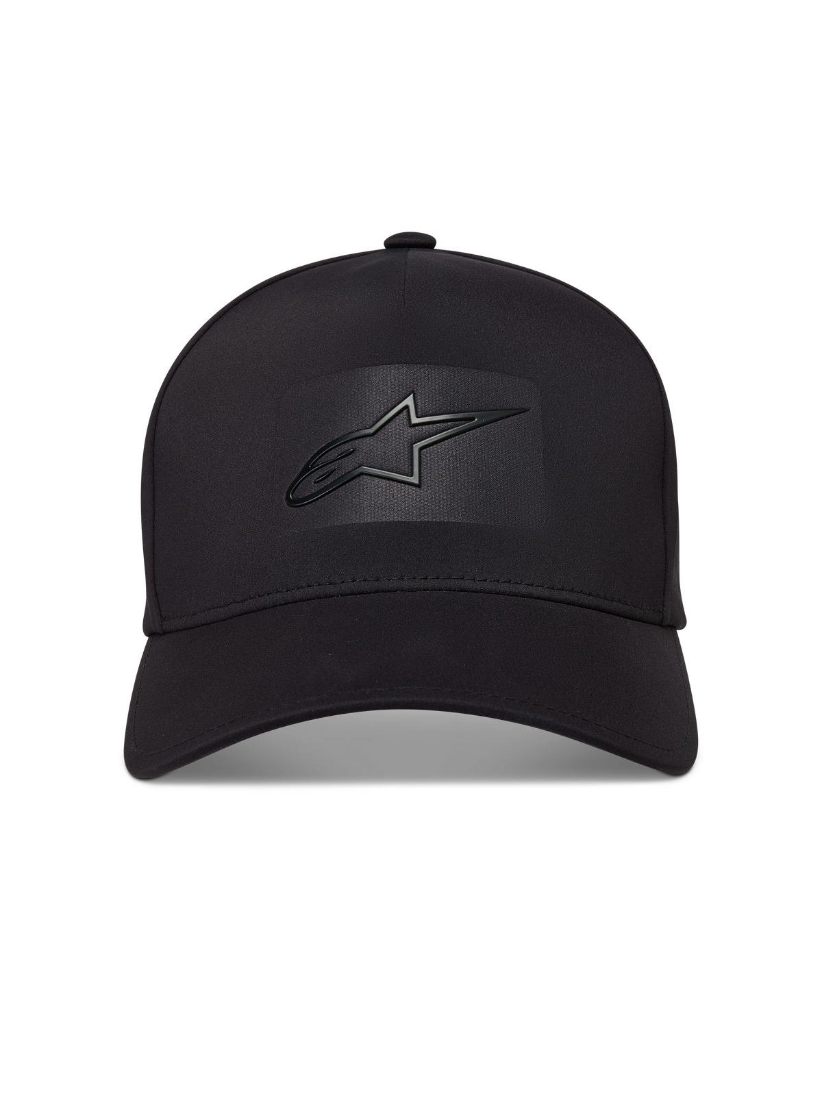 Alpinestars Algo Perf Adjustable Hat, czarna czapka z daszkiem, zakrzywiony daszek i logo Astars sonic weld, styl sportowy