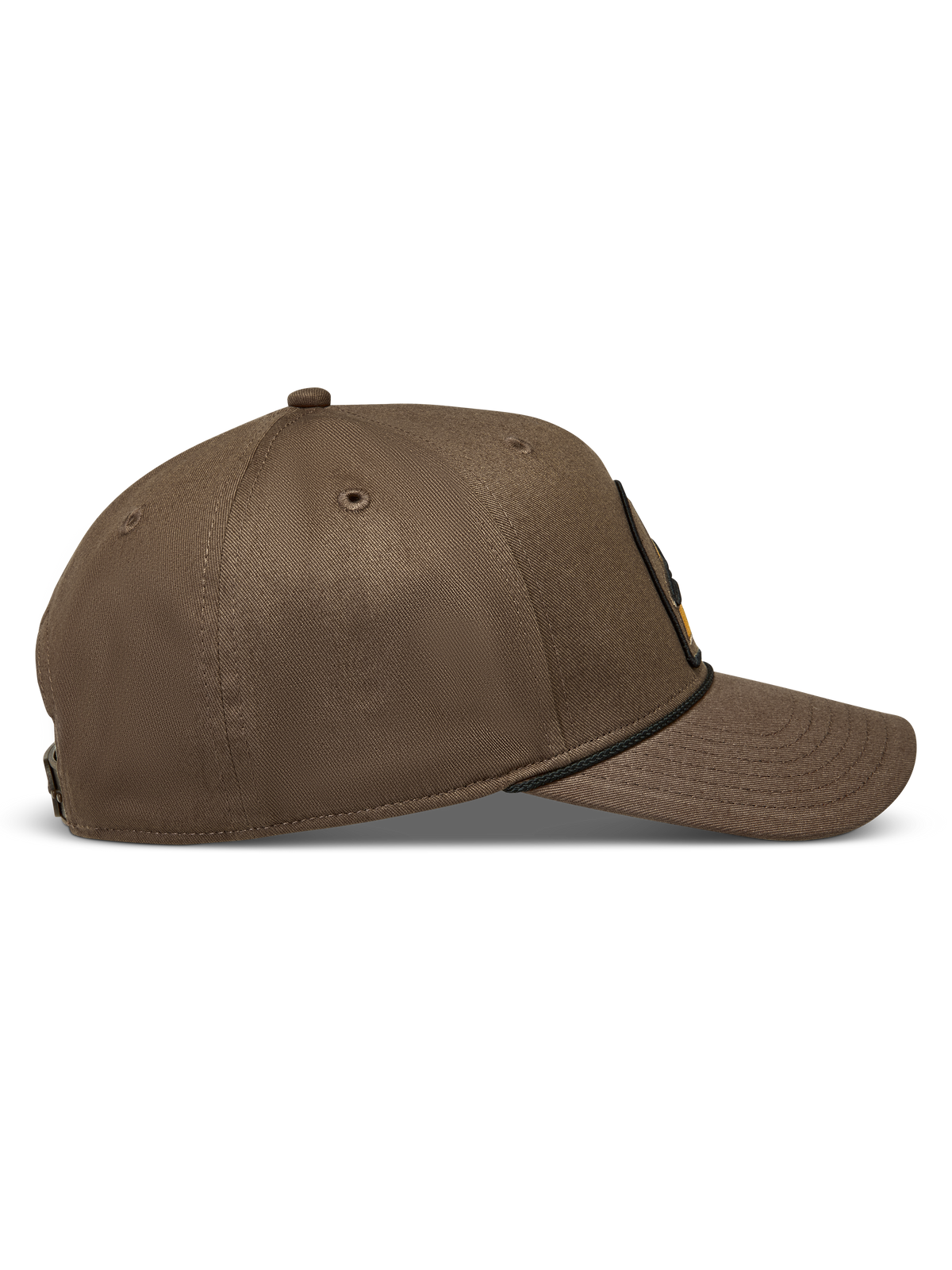 Alpinestars Acme Snapback, brązowa czapka z daszkiem, odzież sportowa, usztywniona korona i czarny ozdobny sznurek.