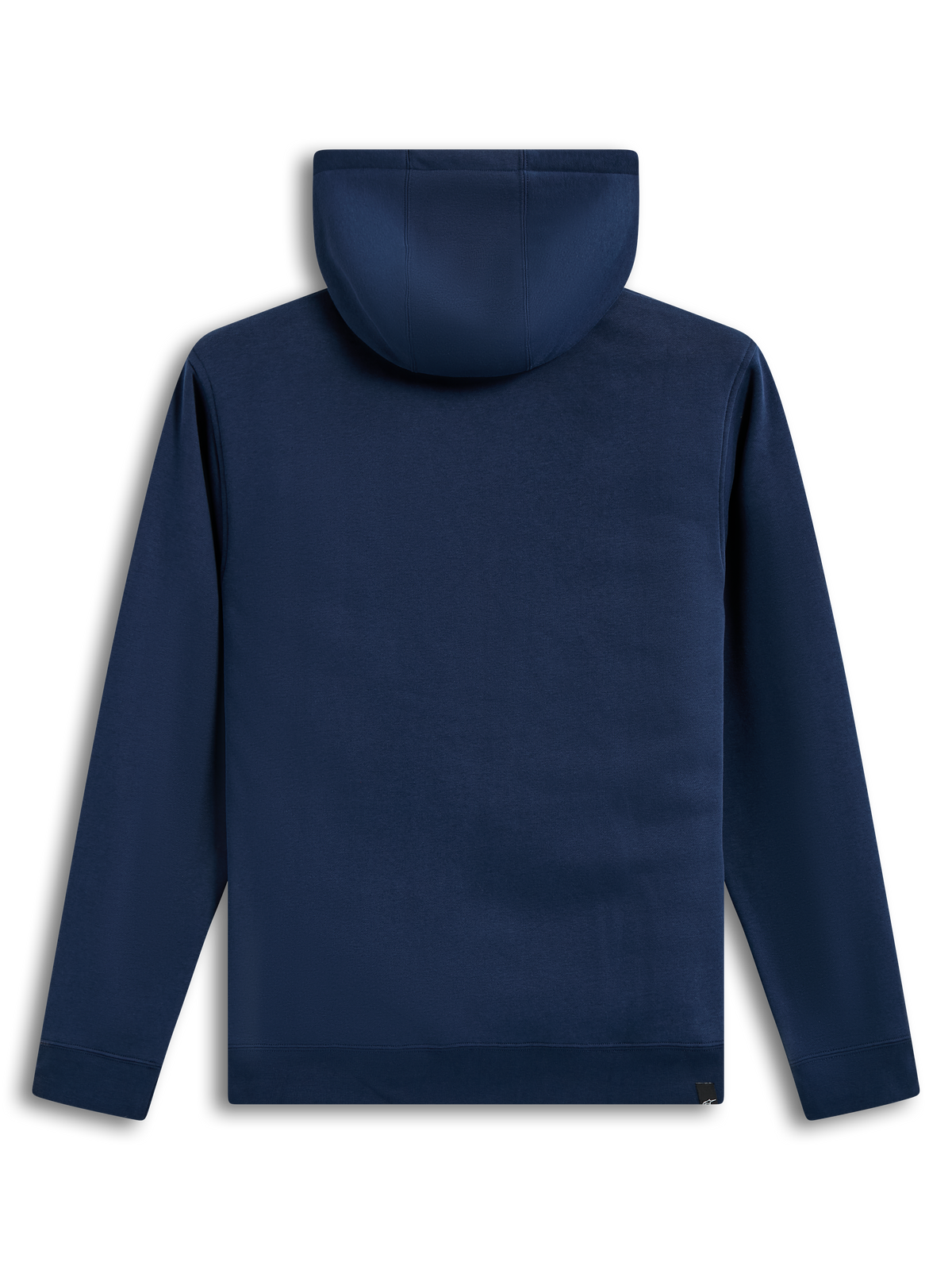 Alpinestars Ageless V3 Hoodie, navy blue fleece sportswear pullover, back view with hood and ribbed hem.