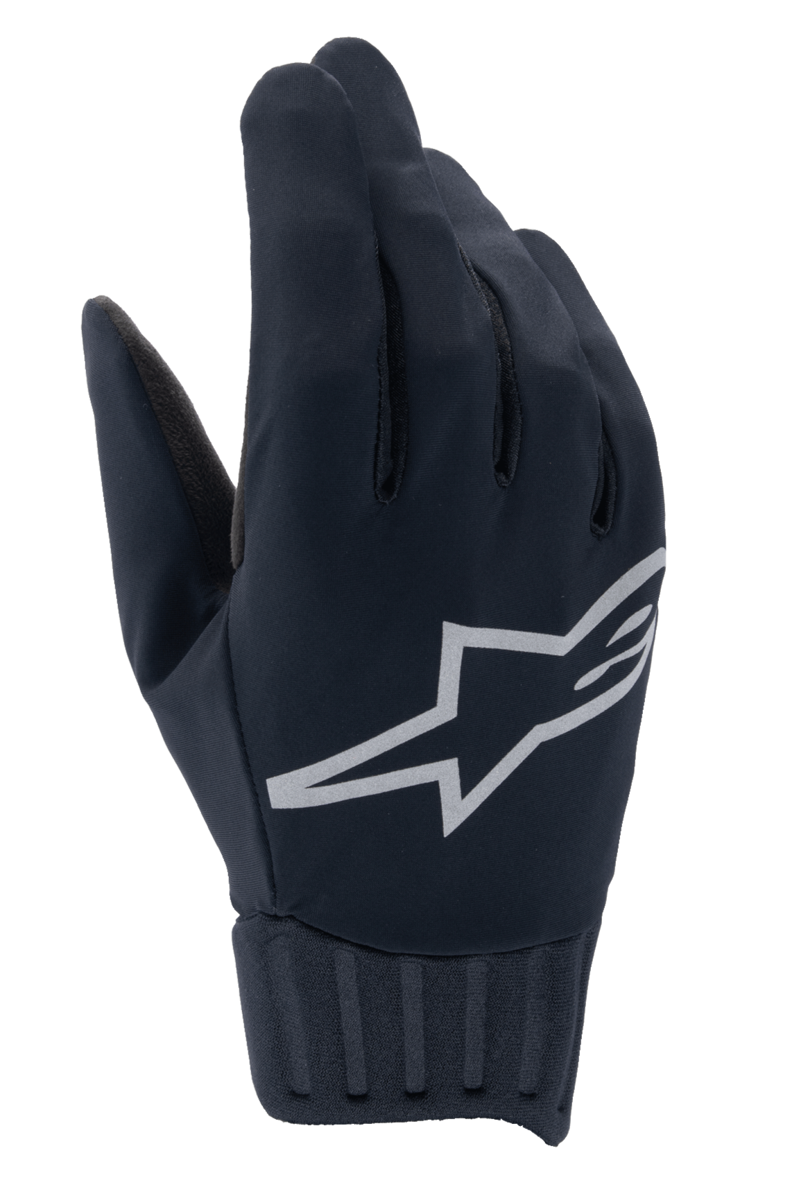 Alpinestars A-Dura Rain Gloves, wodoodporne rękawice MTB, czarne, duże szare logo Alpinestars w kształcie gwiazdy, żebrowany neoprenowy mankiet, gładka konstrukcja z tkaniny do jazdy w każdych warunkach pogodowych