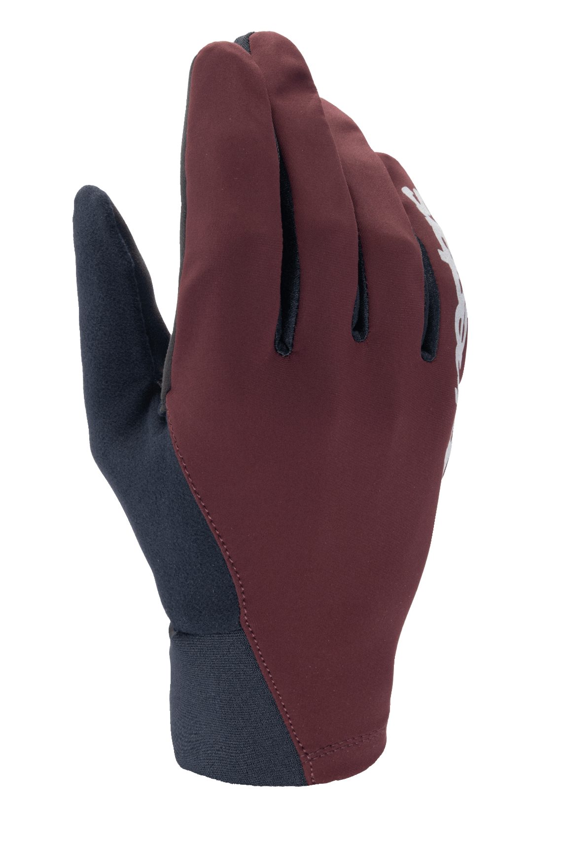 Alpinestars A-Dura Thermal Gloves, MTB Winter Gloves, Dark Burgundy and Black, featuring a wind-blocking outer shell and neoprene cuff, white logo detail, thermal insulation for cold weather riding