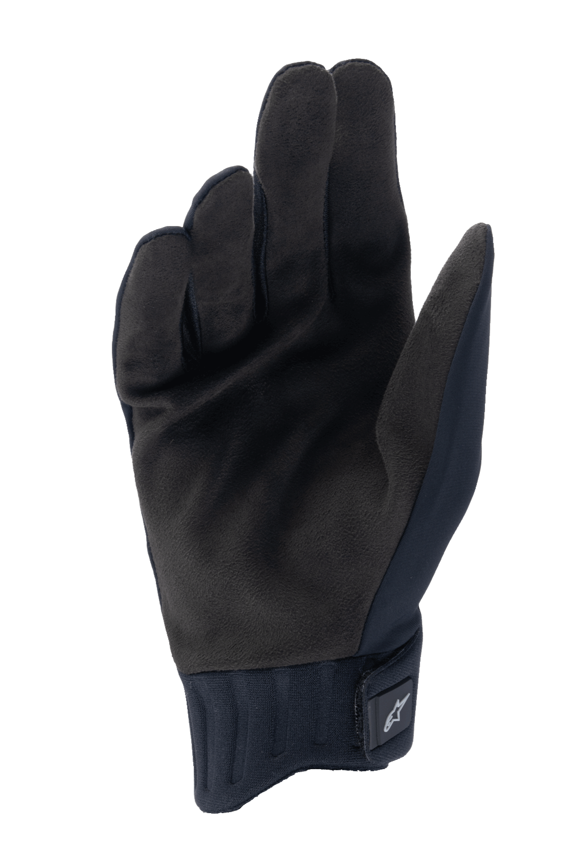 Alpinestars Stella A-Dura Rain Gloves, damskie rękawice deszczowe MTB, czarne, widok wewnętrznej strony dłoni z syntetycznego zamszu, prążkowany mankiet neoprenowy z regulowanym paskiem, wodoodporny sprzęt rowerowy