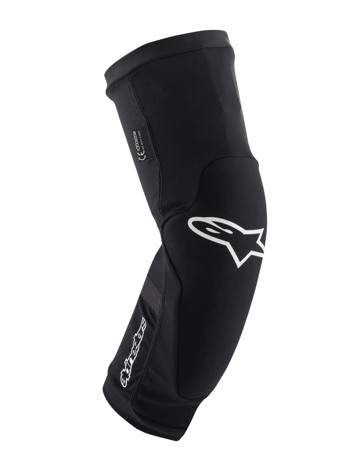 Alpinestars Paragon Plus Knee Protectors, czarno-białe, ochraniacze na kolana MTB, oddychający wsuwany rękaw z siatki, zakrzywiona ergonomiczna konstrukcja z białym logo gwiazdy, wyściełana konstrukcja do jazdy w terenie