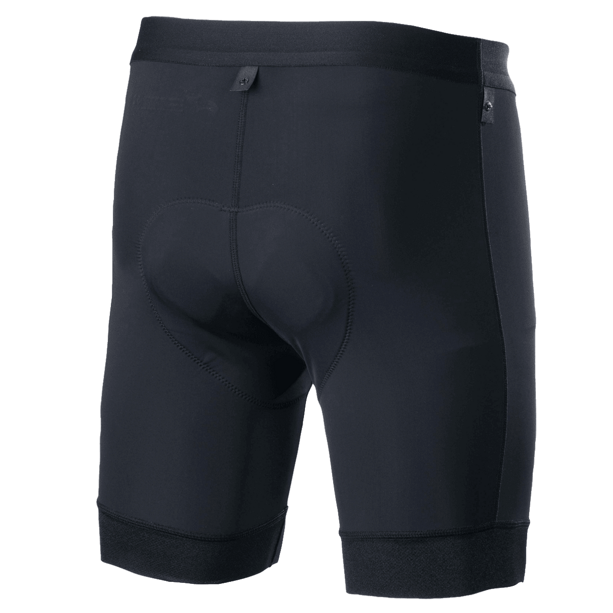 Alpinestars Alps Inner Shorts, rowerowe spodenki wewnętrzne, czarne, widok z tyłu przedstawiający zintegrowaną wkładkę chamois, elastyczny pas oraz ergonomiczny krój kompresyjny do MTB