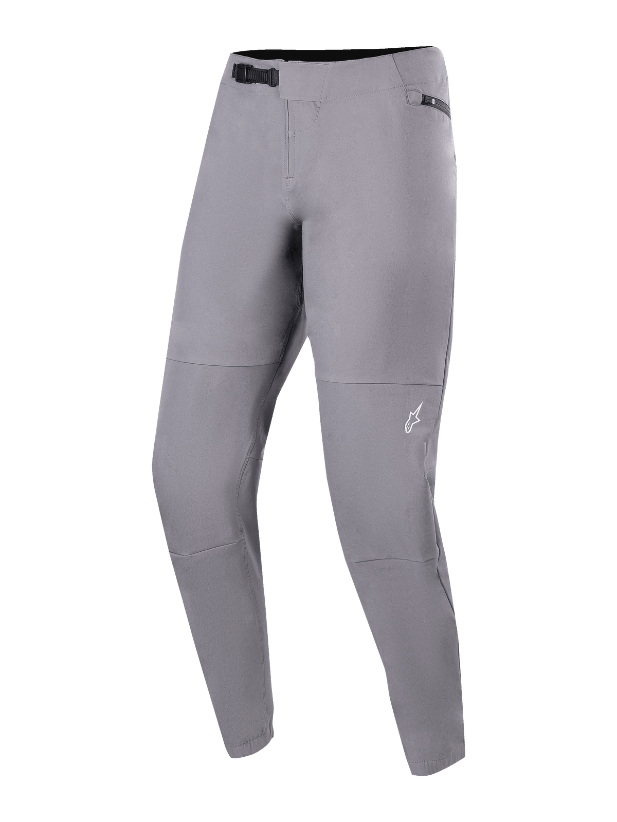 Alpinestars A-Dura Elite Pants, Mountain Bike Pants, Dark Gray, featuring a front ratchet closure system and zippered pockets, durable 4-way stretch Cordura fabric for off-road cycling