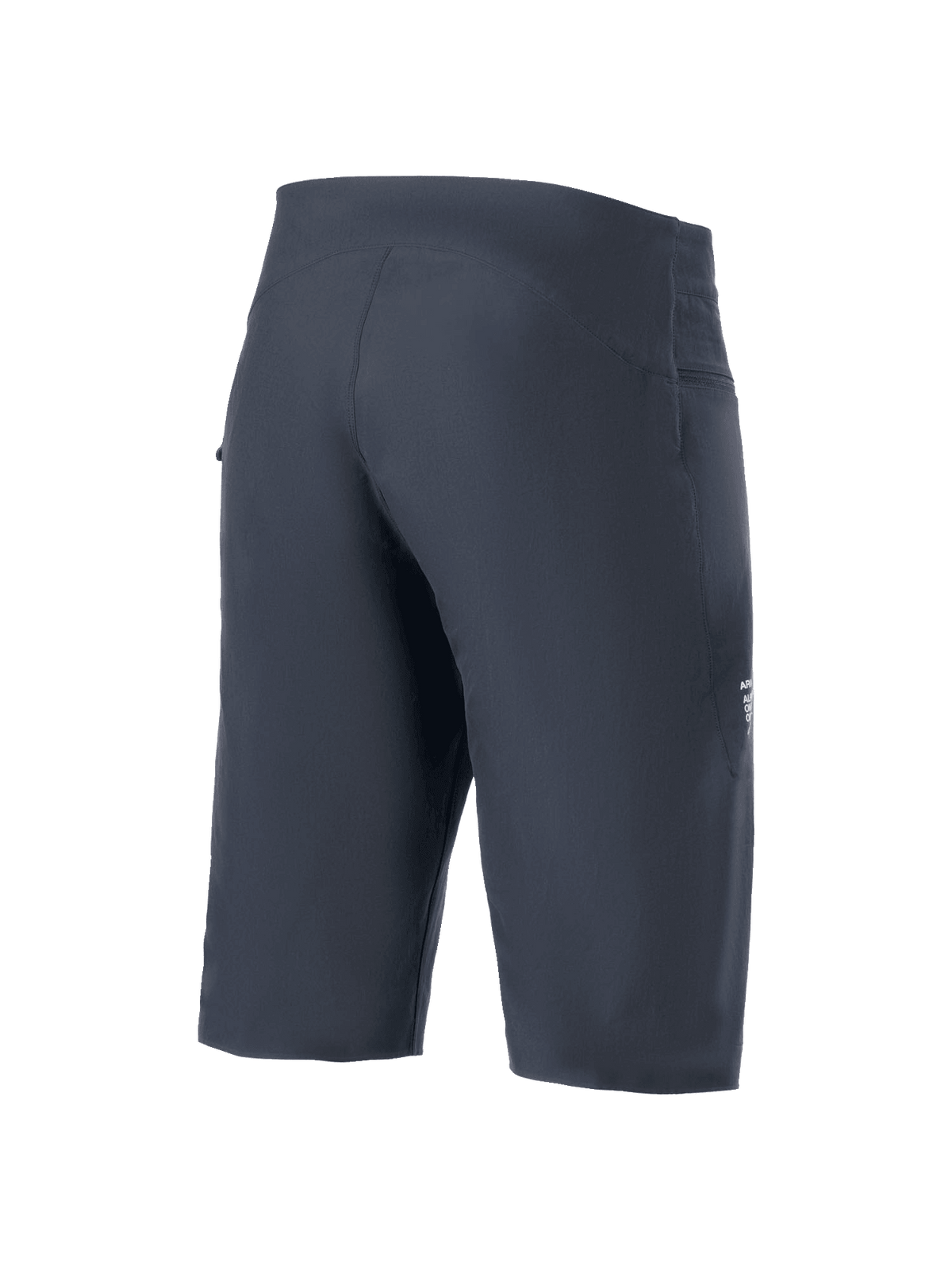 Alpinestars A-Aria Shorts, spodenki rowerowe MTB, czarne, widok z tyłu pod kątem trzech czwartych, ergonomiczny krój performance, techniczna tkanina rozciągliwa w 4 kierunkach, subtelne logo z boku, odzież rowerowa MTB
