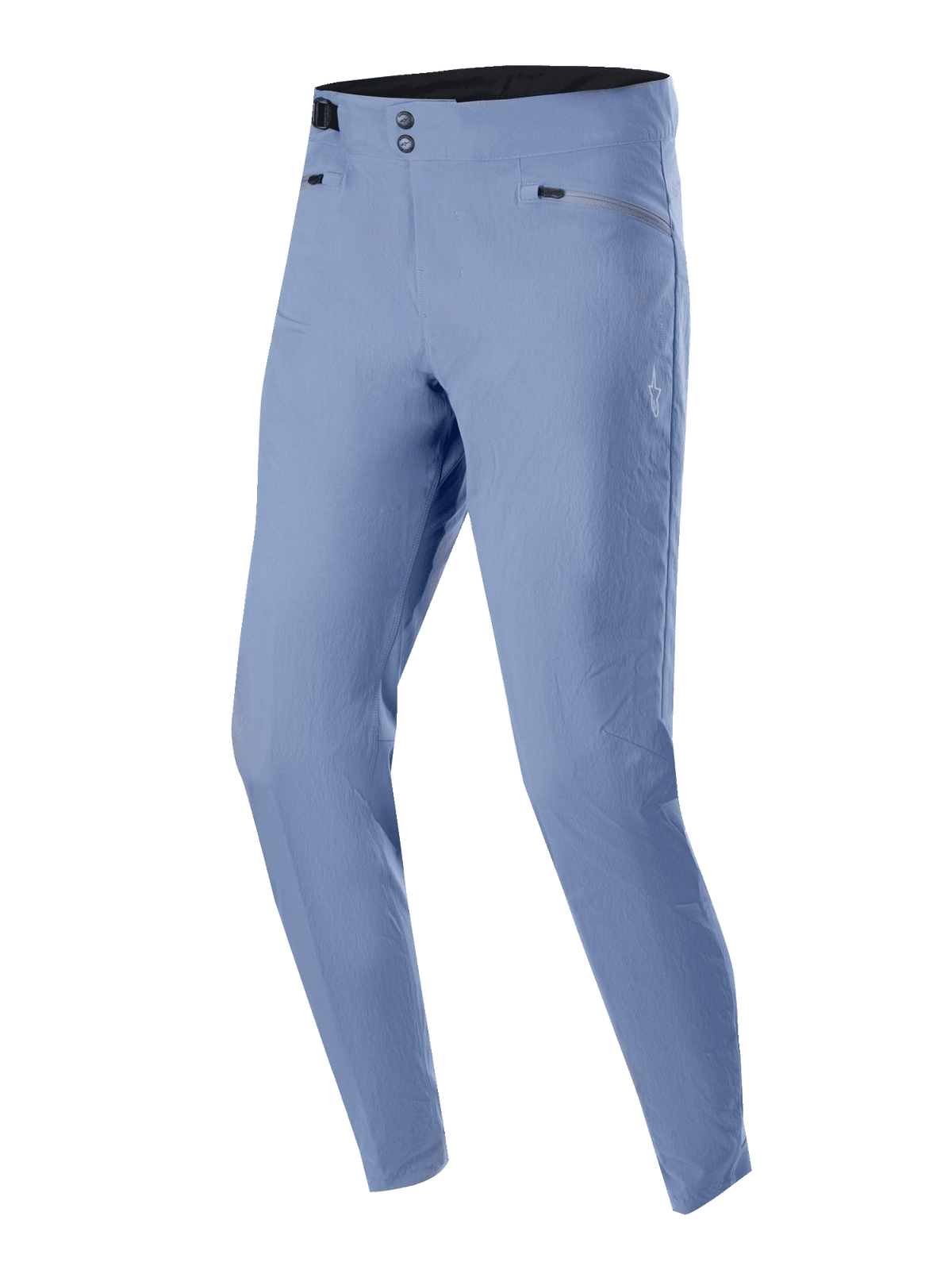 Spodnie Alpinestars A-Dura, spodnie rowerowe MTB, kolor Infinity Blue, z podwójnym zapięciem na zatrzaski i kieszeniami na zamek, lekka tkanina rozciągliwa w dwóch kierunkach, regularny krój do jazdy terenowej.