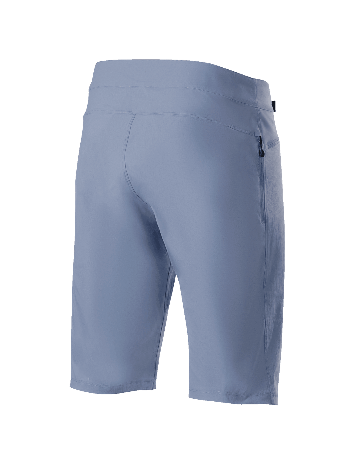 Spodenki Alpinestars A-Dura, Infinity Blue, spodenki rowerowe MTB, widok z tyłu z kieszenią na zamek i technicznym elastycznym materiałem, wytrzymała odzież off-road