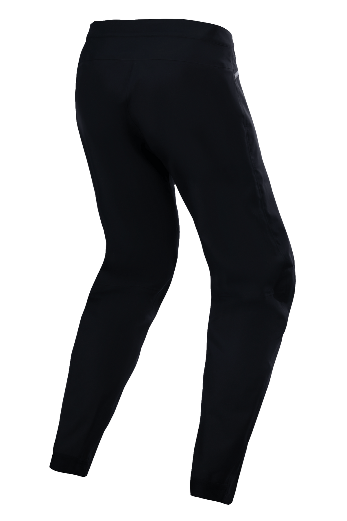 Alpinestars Stella A-Dura Waterproof Pant, damskie spodnie rowerowe MTB, czarne, widok z tyłu pod kątem trzech czwartych, wyposażone w wodoodporną membranę 3L i elastyczny materiał 4-way stretch do jazdy po szlakach