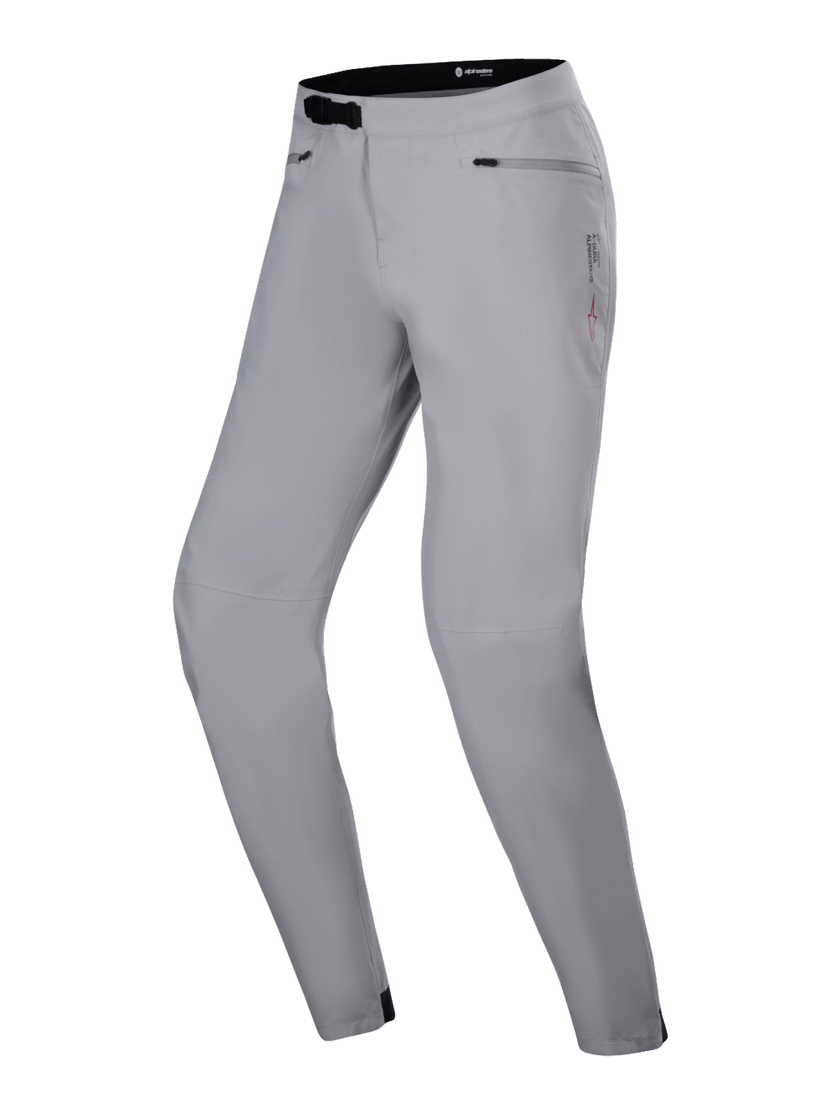 Alpinestars Stella A-Dura Waterproof Pant, damskie spodnie MTB, kolor Titanium Gray, czarne zapięcie zapadkowe w pasie i kieszenie na zamek, techniczny design z subtelnym logo, wodoodporna odzież rowerowa