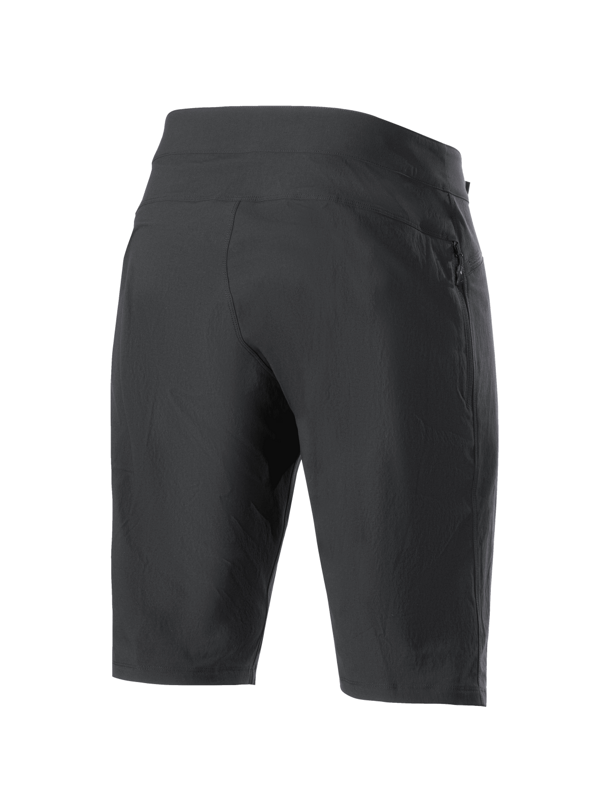 Alpinestars Stella A-Dura Liner Shorts, damskie spodenki rowerowe MTB, czarne, widok z tyłu, boczna kieszeń na zamek, materiał rozciągliwy w dwóch kierunkach