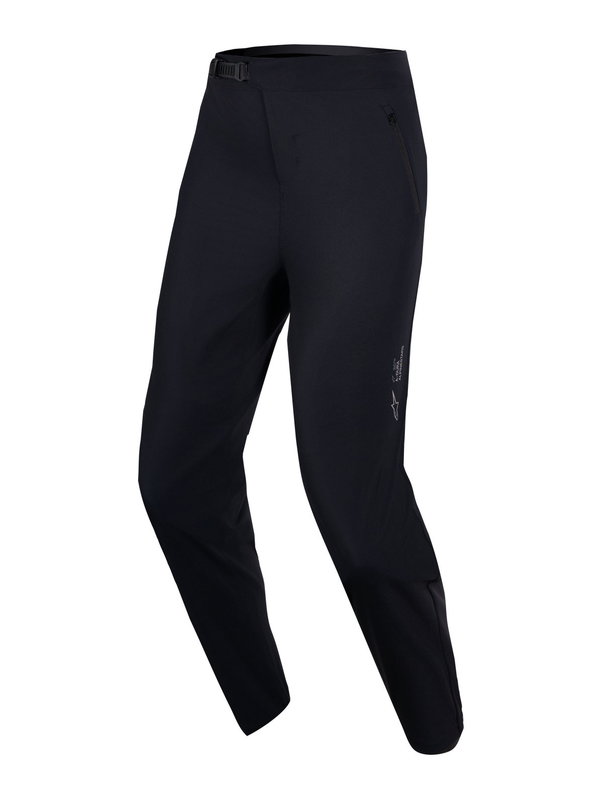 Młodzieżowe czarne spodnie MTB Alpinestars A-Dura Ride z elastycznej tkaniny 4-way stretch i zapięciem na zapadkę.