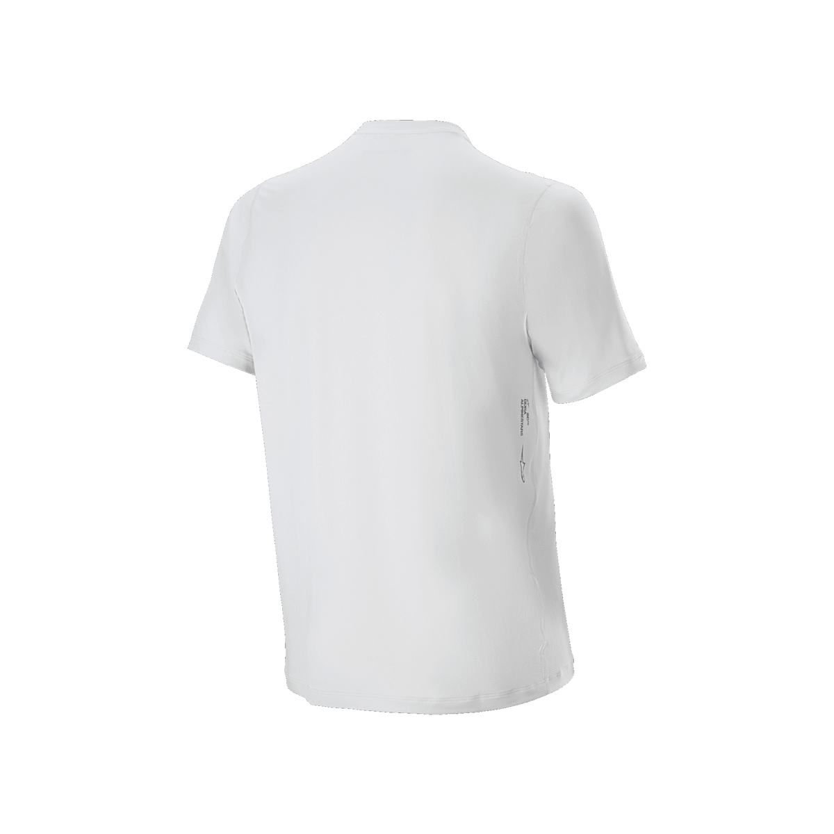 Alpinestars A-Dura Oscar Jersey - Short Sleeve, koszulka rowerowa, White Dove, widok z tyłu, minimalistyczny biały design z małym pionowym logo w dolnej części pleców po prawej stronie, profesjonalna odzież MTB