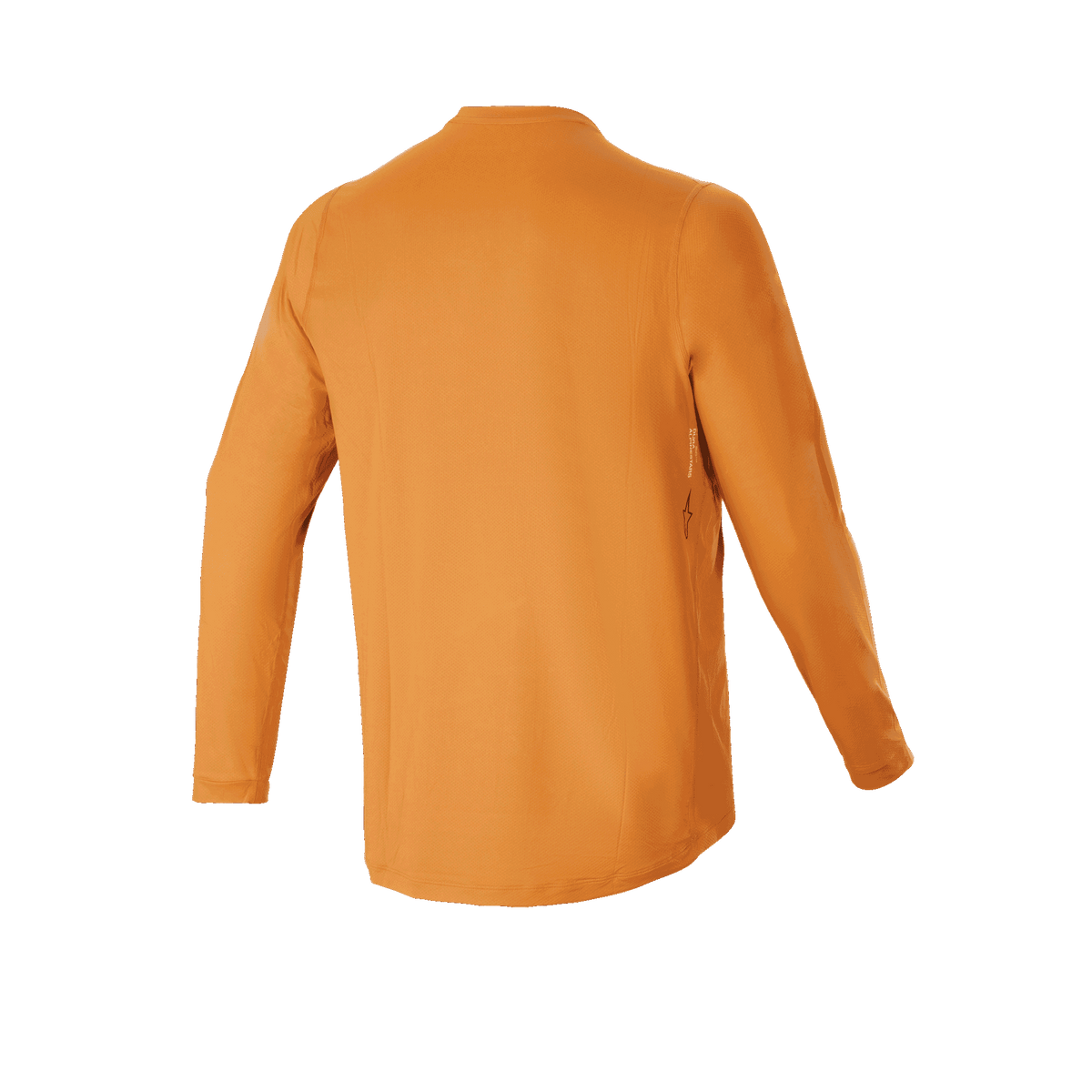 Alpinestars A-Dura Rocker Long Sleeve Jersey, koszulka rowerowa MTB, ciemnozłota, widok z tyłu, przedłużony tył zapewniający osłonę, techniczny materiał żakardowy