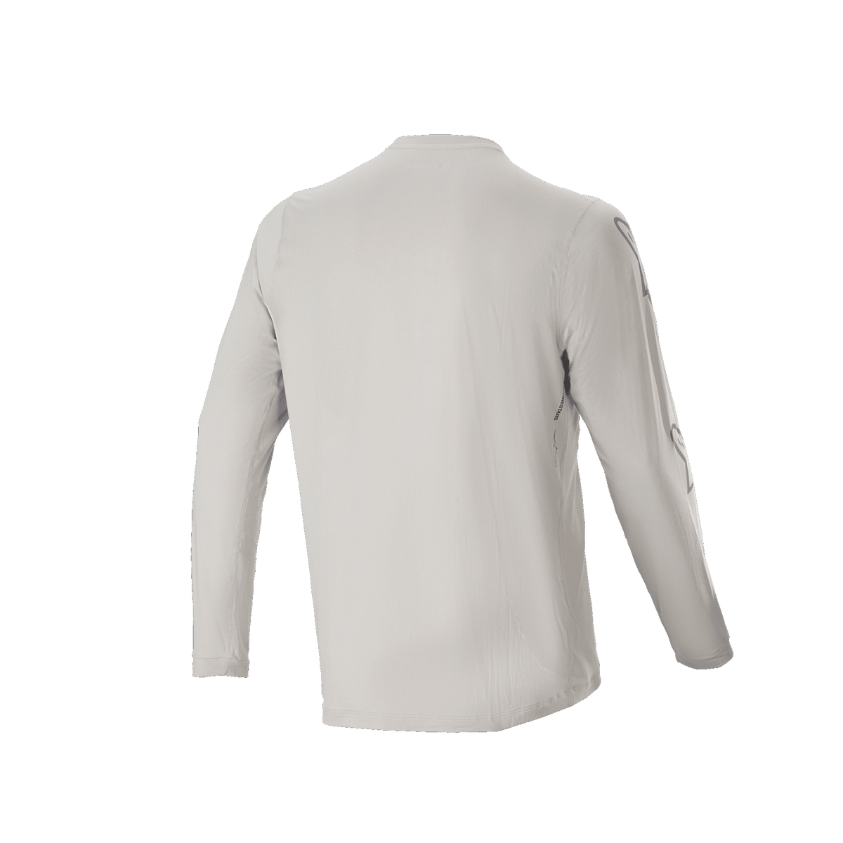 Alpinestars A-Dura Switch Long Sleeve Jersey, jasnoszara, widok z tyłu prezentujący długie rękawy i przedłużony tył, lekka odprowadzająca wilgoć dzianina żakardowa do kolarstwa górskiego