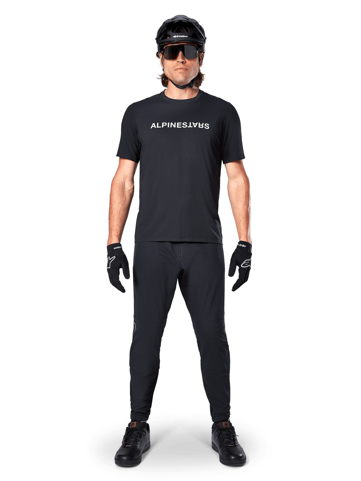 Alpinestars A-Dura Switch Short Sleeve Jersey in Black, Men's MTB shirt for off-road trail performance.