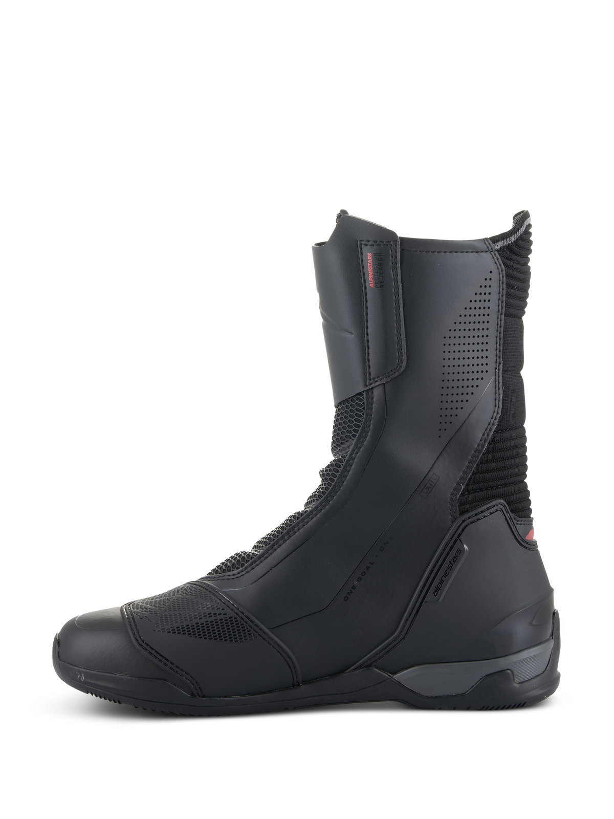 Buty Alpinestars SP-X BOA®, motocyklowe buty jeździeckie, czarne, o średniej wysokości z mikrofibry i paneli z siatki Rideknit, z bocznym zamkiem błyskawicznym i smukłym sportowym profilem
