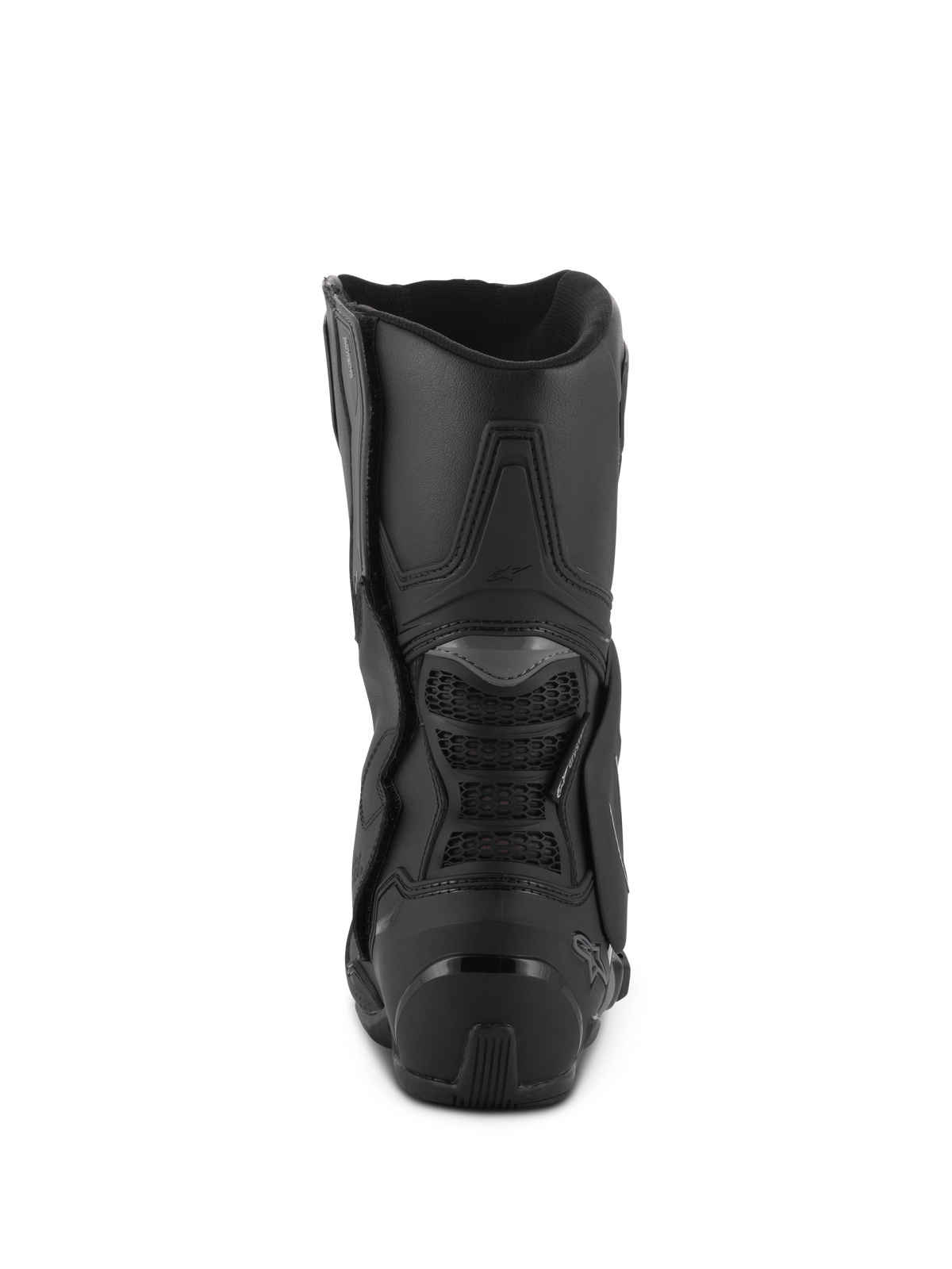 Alpinestars Stella SMX-6 V3 Drystar® Boots, Black, rear view showing the TPU heel counter and back calf protection, high-performance waterproof motorcycle boots for women