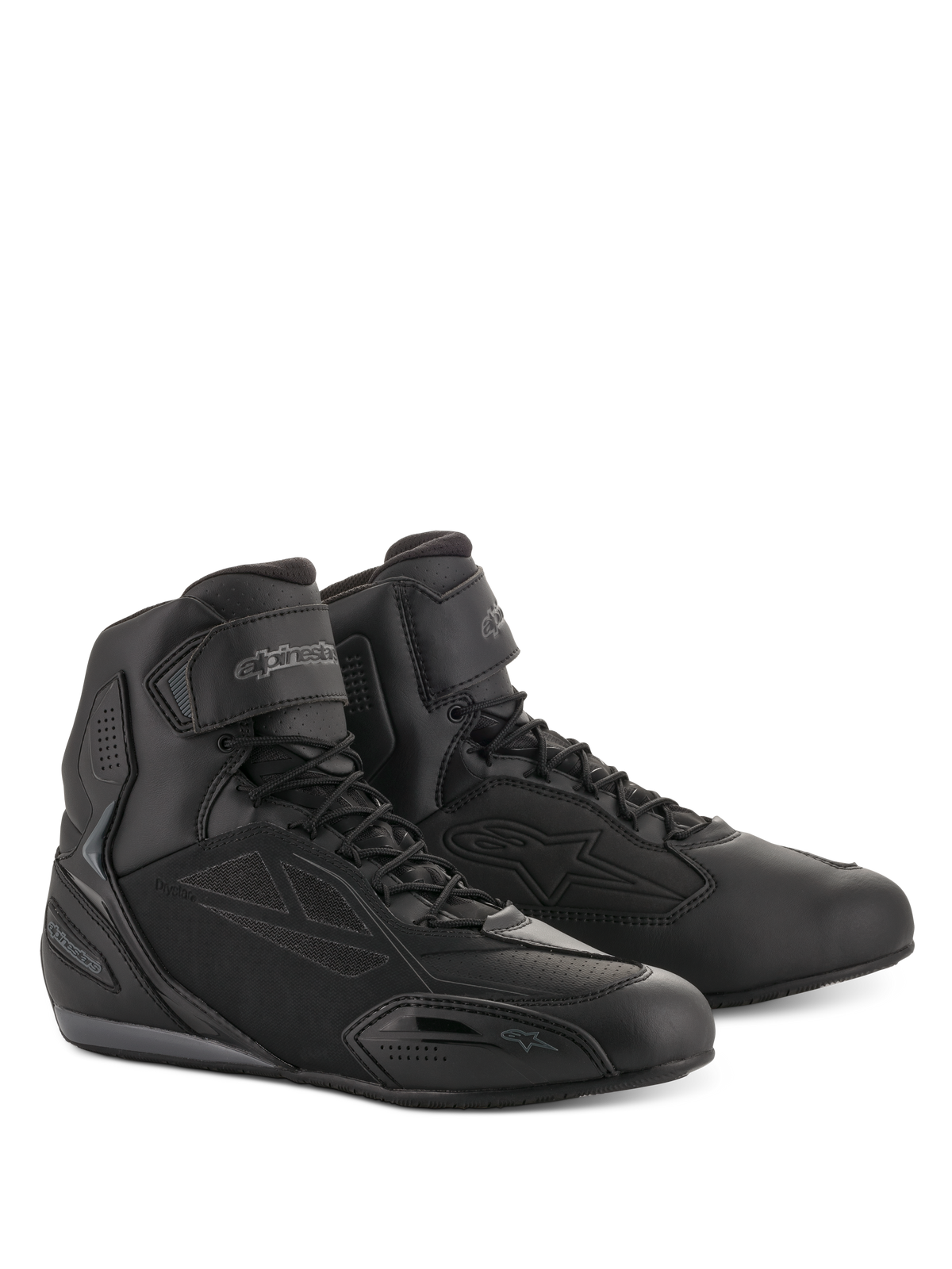 Alpinestars Faster-3 Drystar® Riding Shoes, buty motocyklowe, czarne i szare (Cool Gray), wysoka konstrukcja ze sznurowadłami i paskiem na rzep na kostce, smukła cholewka z mikrowłókna z panelami ochronnymi, wodoodporne obuwie do jazdy szosowej