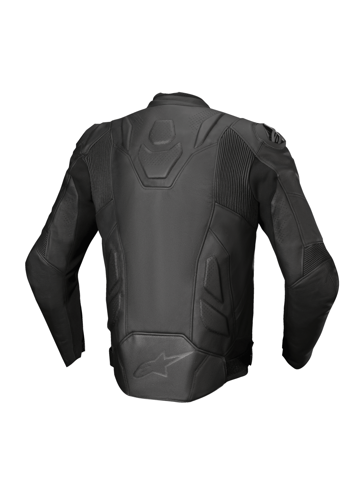 Alpinestars Kurtka Dusk Skórzana, męska kurtka motocyklowa, czarna, skóra premium, widok z tyłu z elastycznymi panelami.